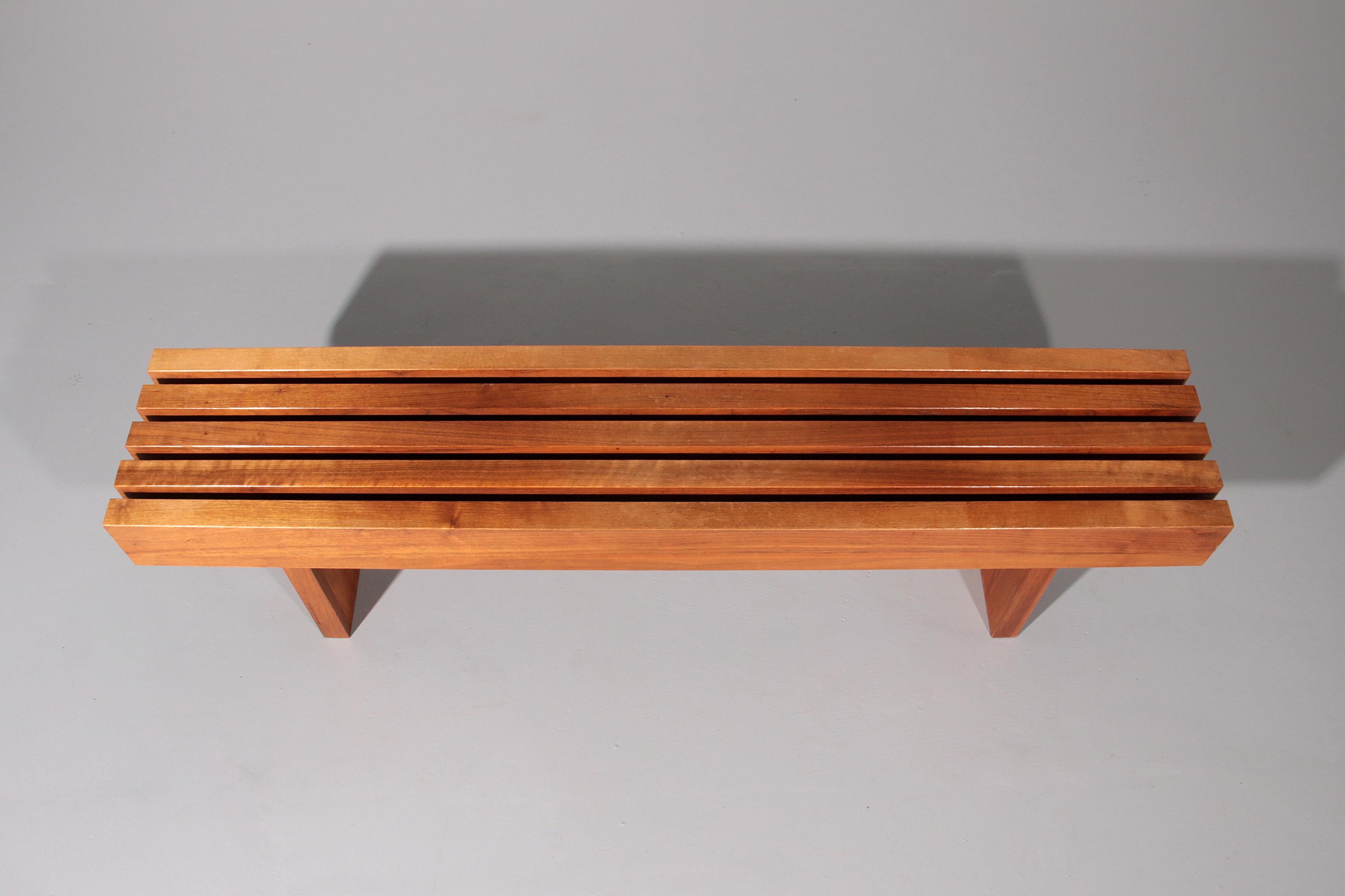 Italian Teak Bench from the 1970s – 180 cm Mid-Century Elegance en venta 1