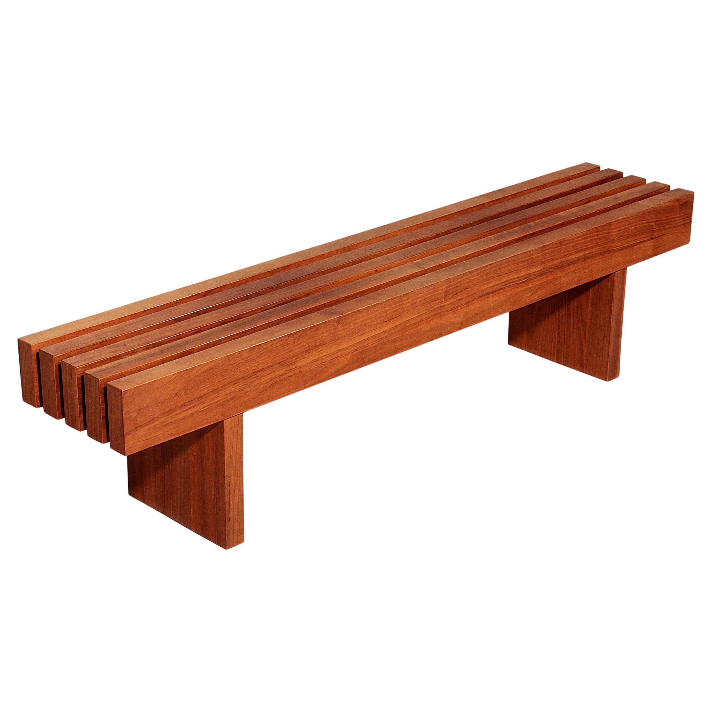 Italian Teak Bench from the 1970s – 180 cm Mid-Century Elegance