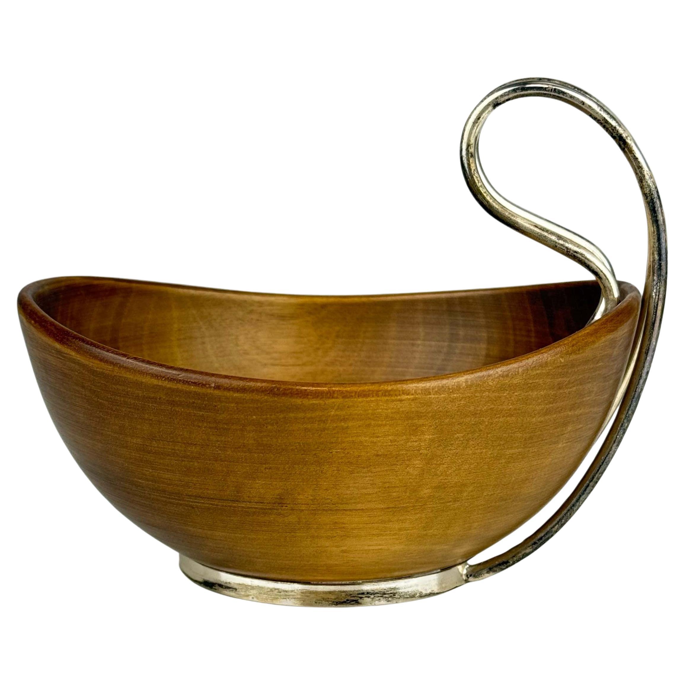 Italian Teak Catch All Vide Poche Bowl Nut Bowl Dish Mid-Century Modern Grasoli