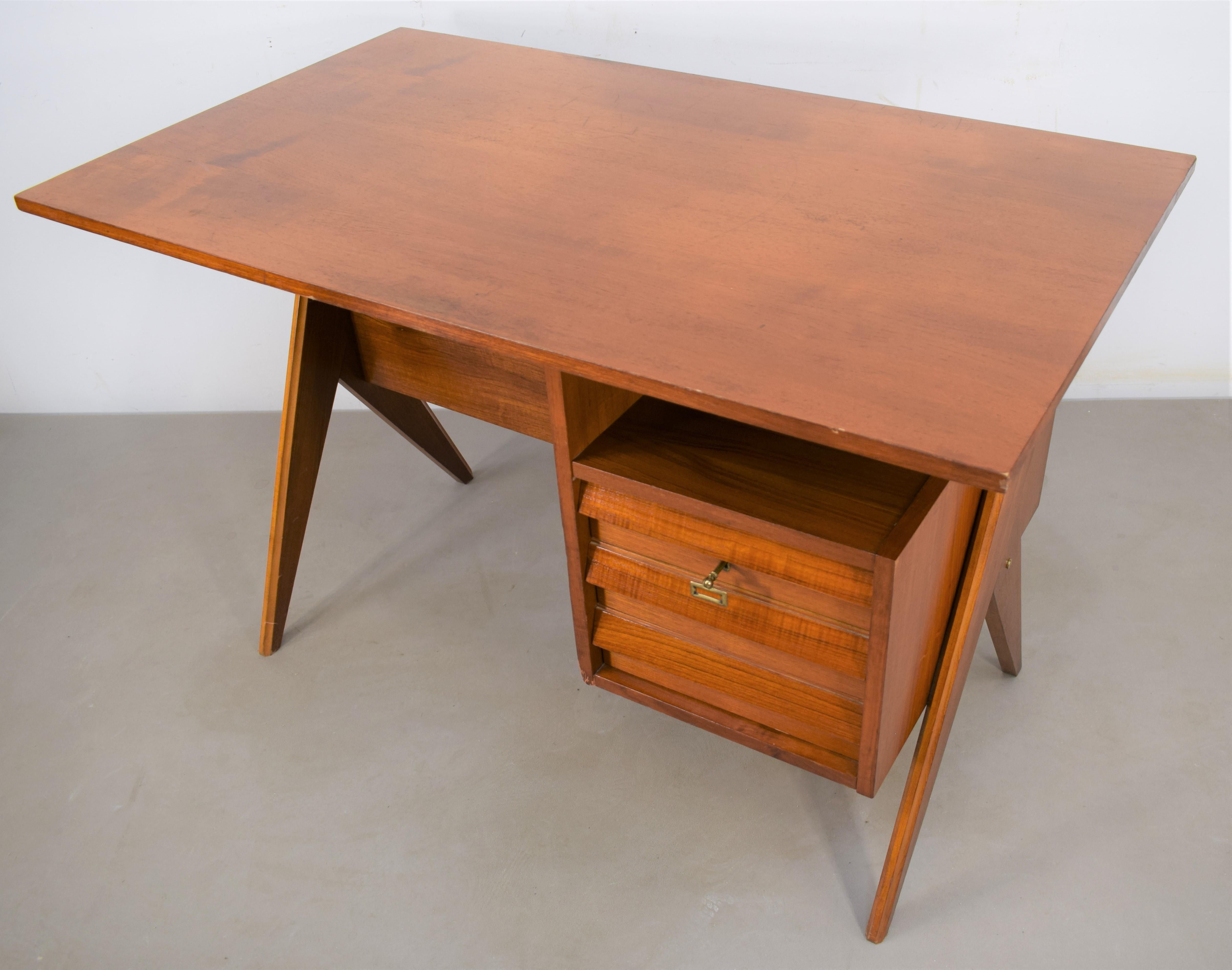 Italian Teak Desk, 1960s 8