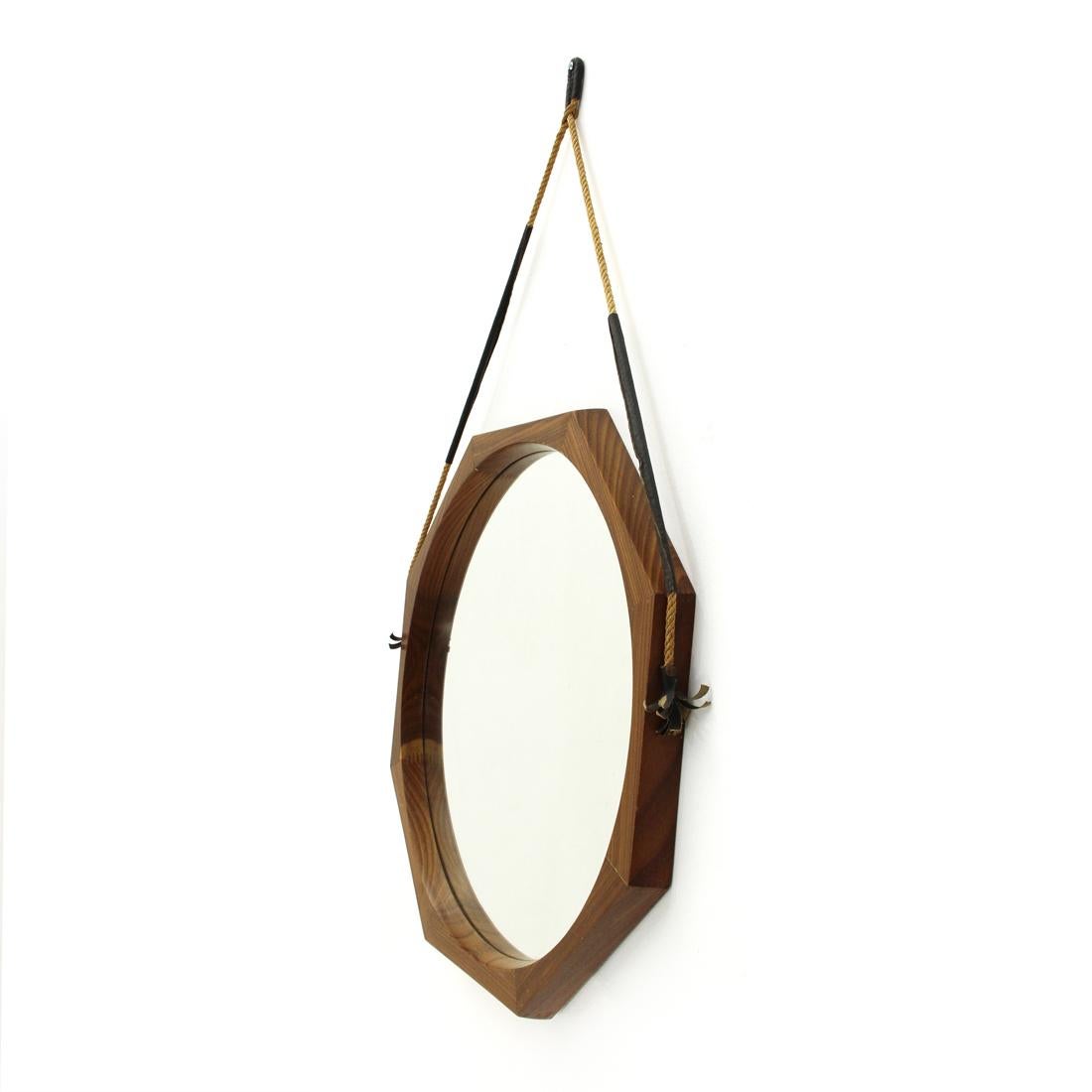 Italian Teak Frame Mirror, 1960s In Good Condition In Savona, IT