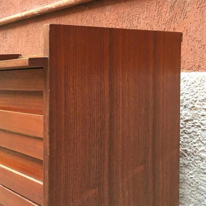 Italian Teak, Metal and Brass Chest of Drawers, 1960s 1