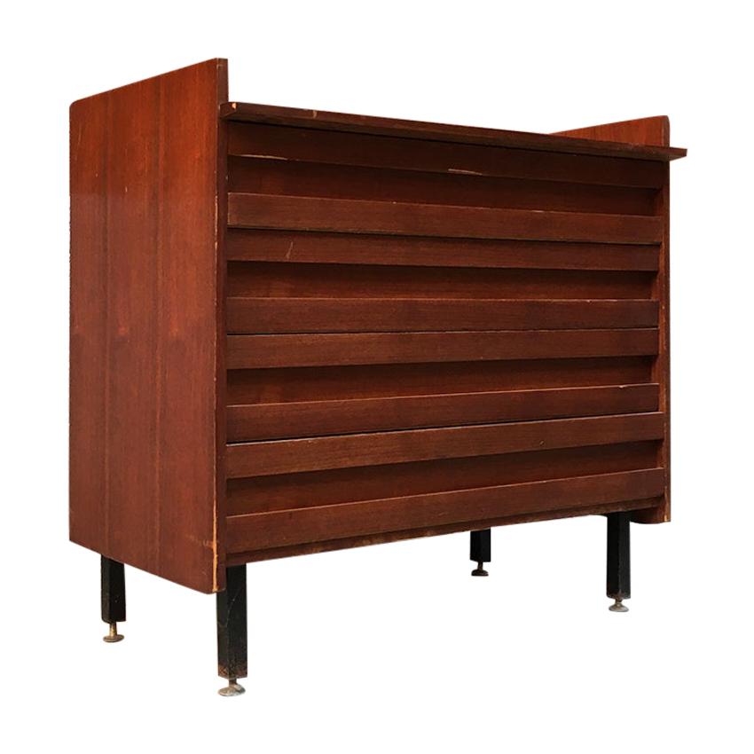 Italian Teak, Metal and Brass Chest of Drawers, 1960s