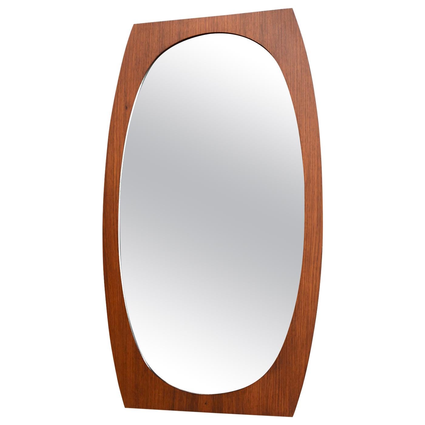 Italian Teak Mirror, 1950s For Sale