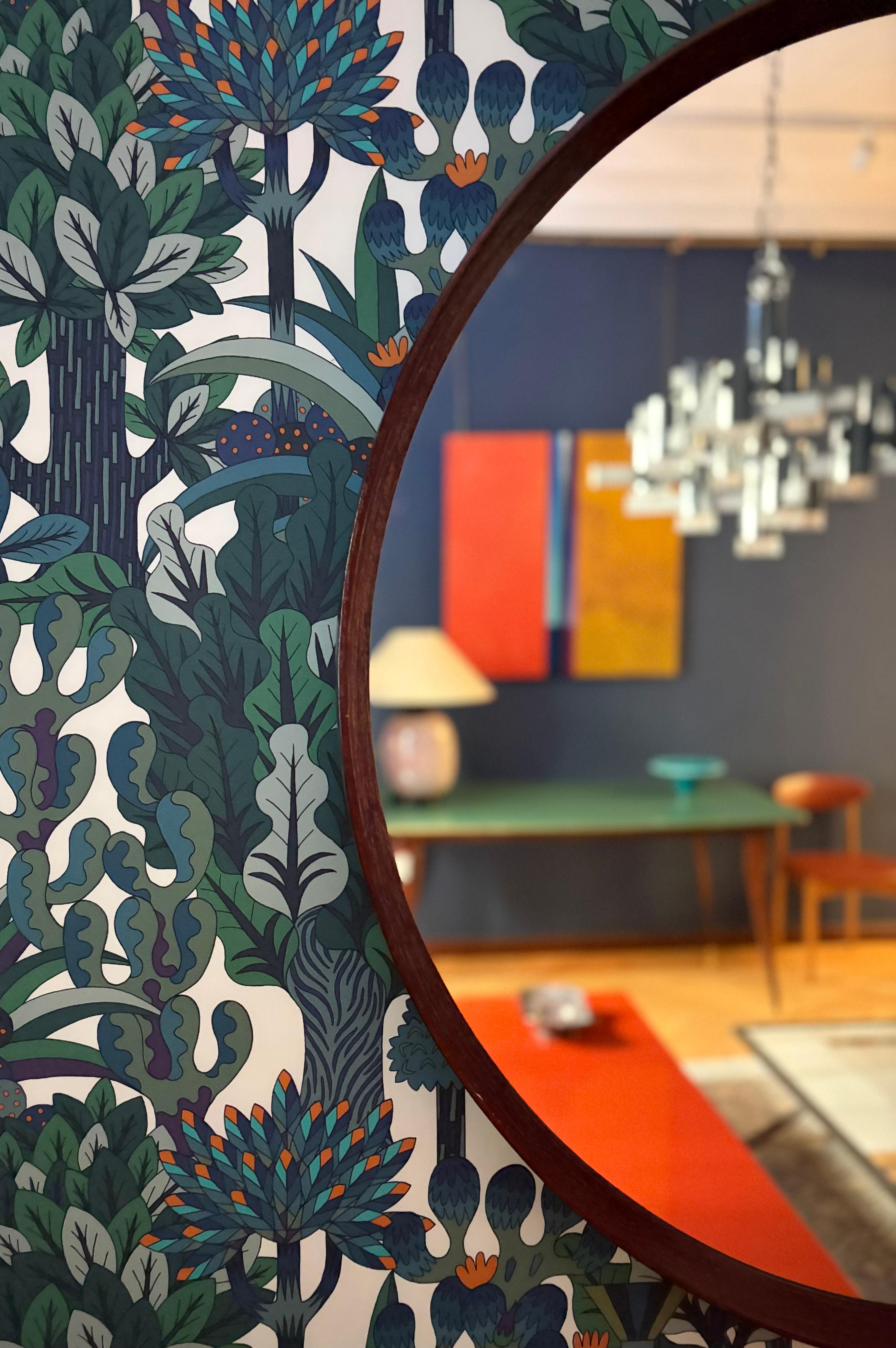 Italiano Specchio in teak italiano in vendita