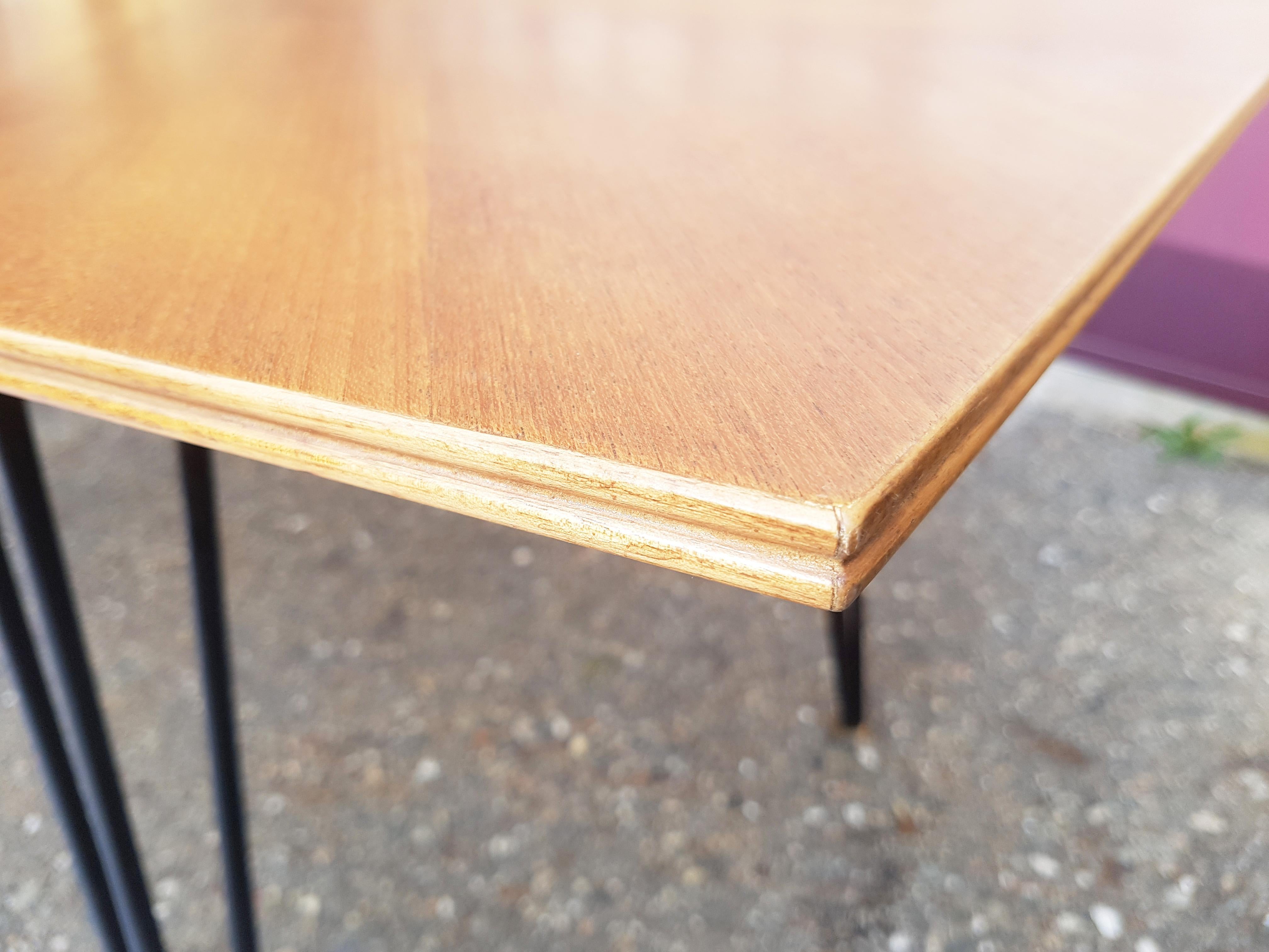 Italian Teak Wood, Brass & Black Metal Mid-Century Modern Dining Table For Sale 5