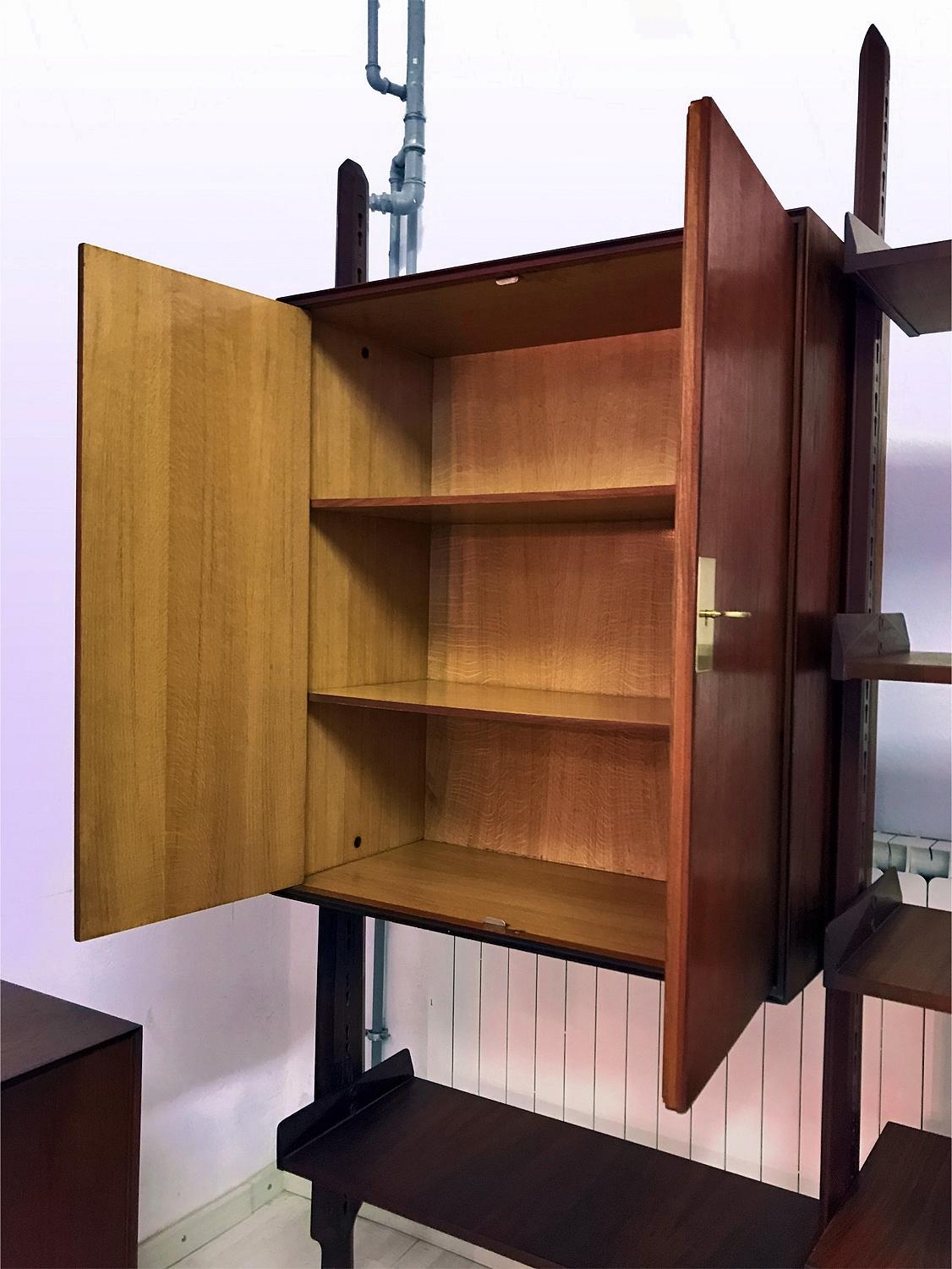 Italian Teak Wood Freestanding Bookcase by Vittorio Dassi with Palutari, 1950s 14
