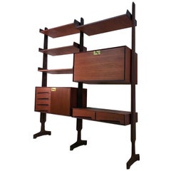 Italian Teak Wood Freestanding Bookcase by Vittorio Dassi with Palutari, 1950s