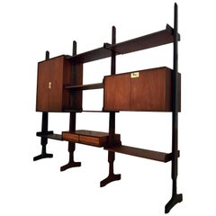 Italian Teak Wood Freestanding Bookcase by Vittorio Dassi with Palutari, 1950s