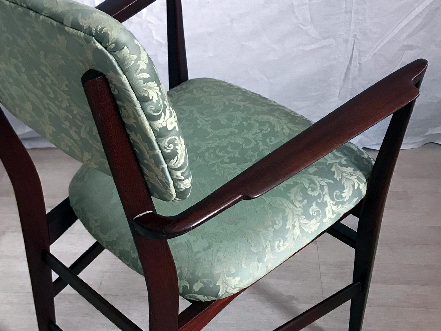 Italian Teakwood and Green Dining Chairs by Vittorio Dassi, Set of 4, 1950s 9