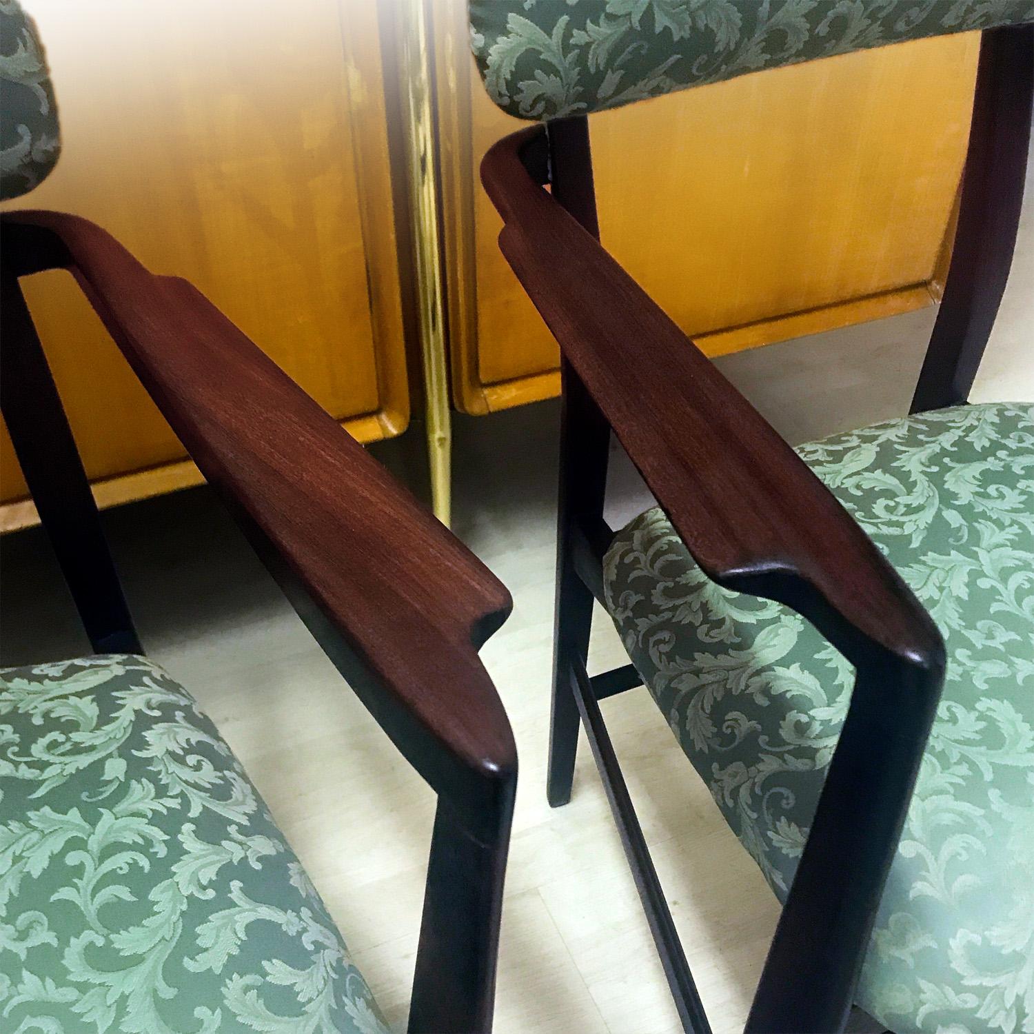 Italian Teakwood and Green Dining Chairs by Vittorio Dassi, Set of 4, 1950s 10