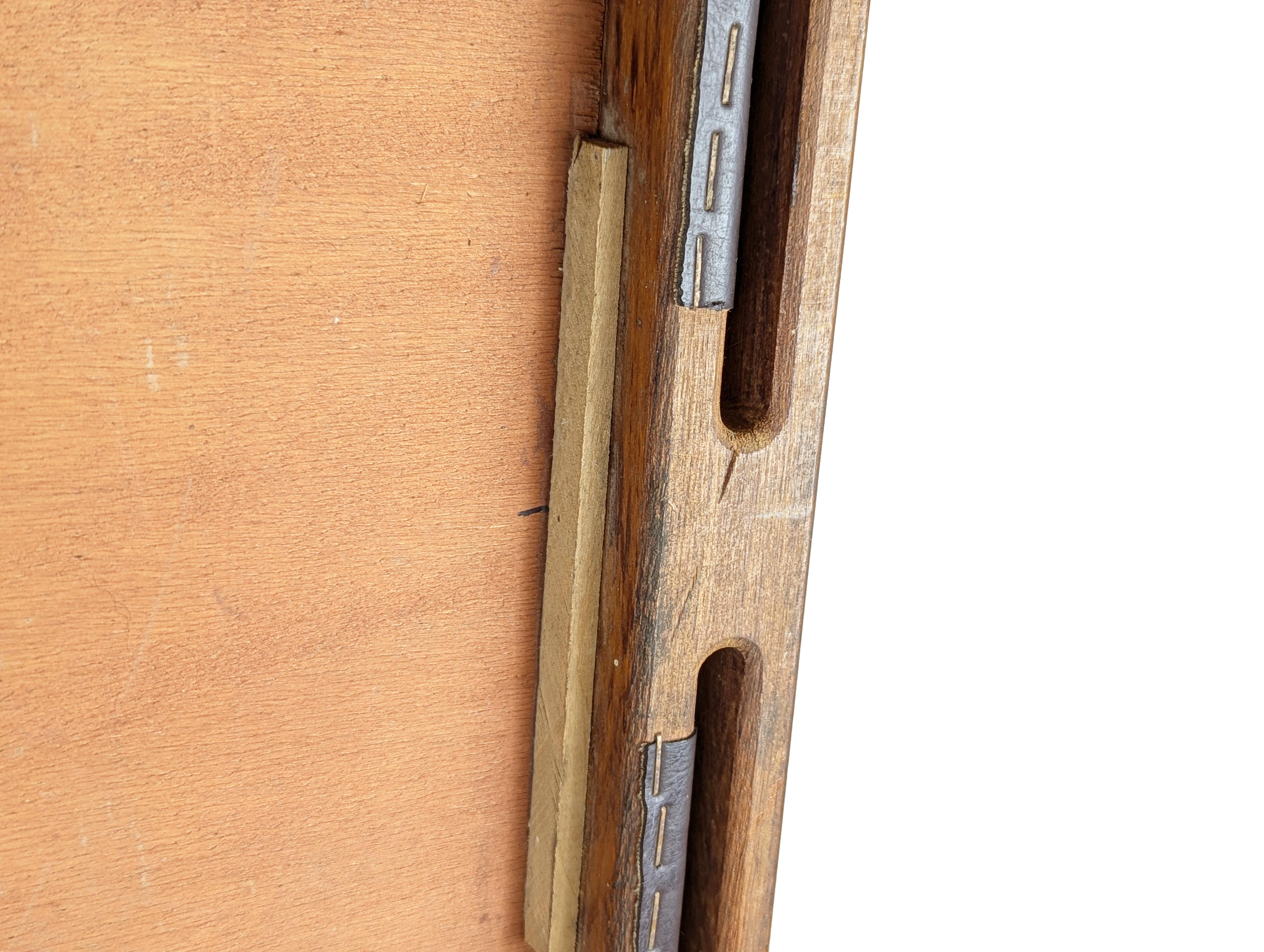 Italian teakwood & black skai 1960s wall mirror For Sale 7