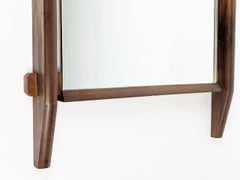 Espejo de pared italiano de madera de teca y cristal espejado, años 60