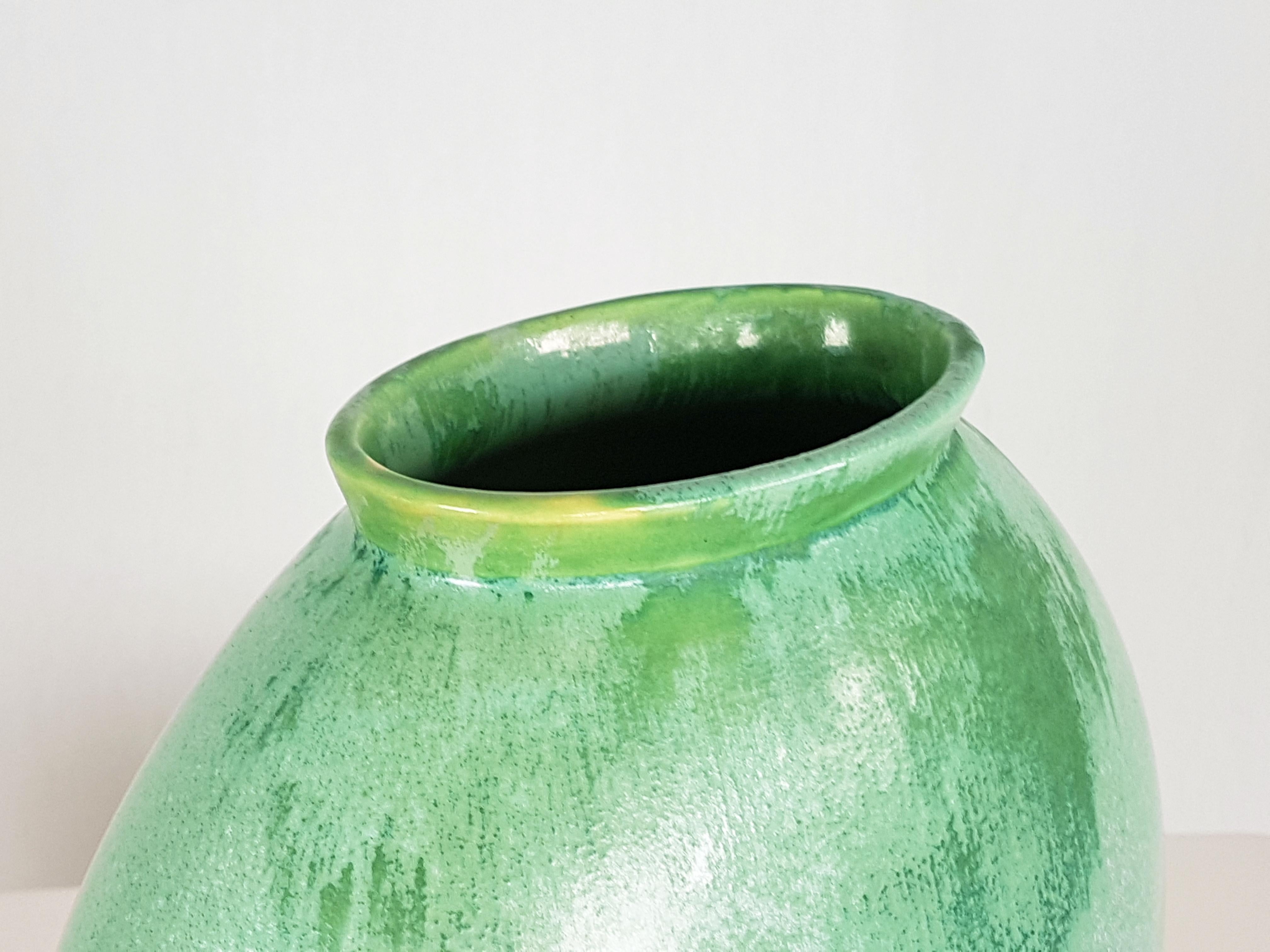 Mid-Century Modern Italian Teal Green Ceramic 1940s Vase by Guido Andloviz for SCI Laveno