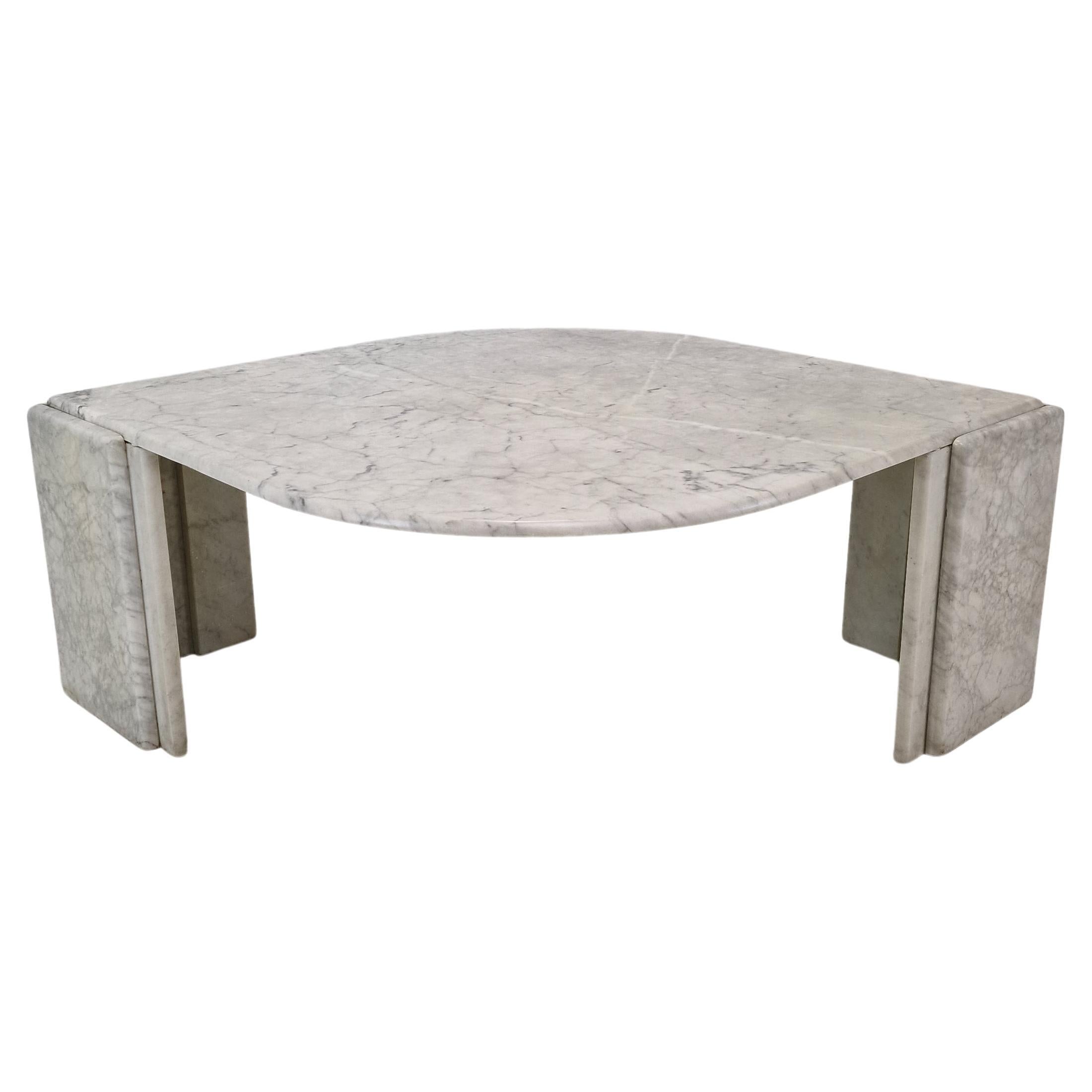 Italian Teardrop Shaped Marble Coffee Table, 1980s