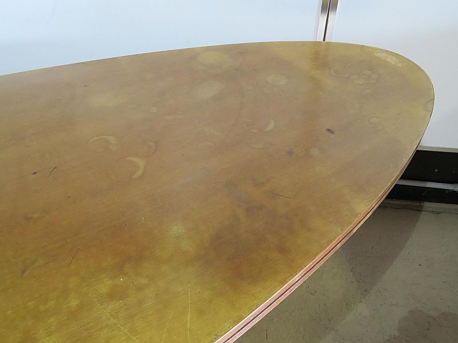 Italian Oval Tecno Style Mid Century Modern Steel Dining Table 1