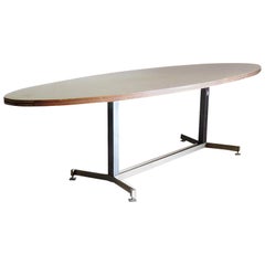 Italian Oval Tecno Style Mid Century Modern Steel Dining Table