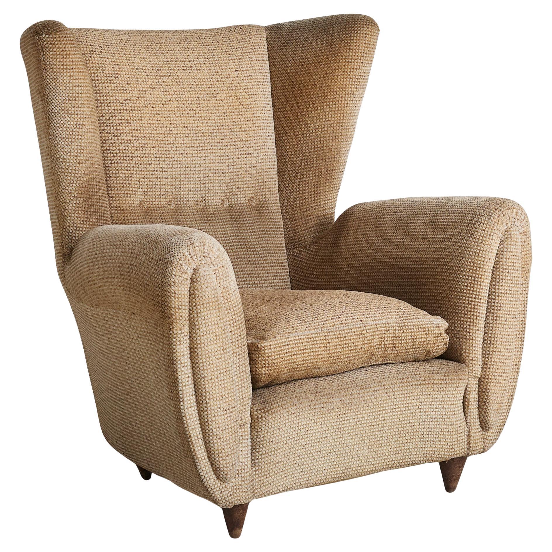 Italian Teddy Wingback Armchair, 1960s For Sale