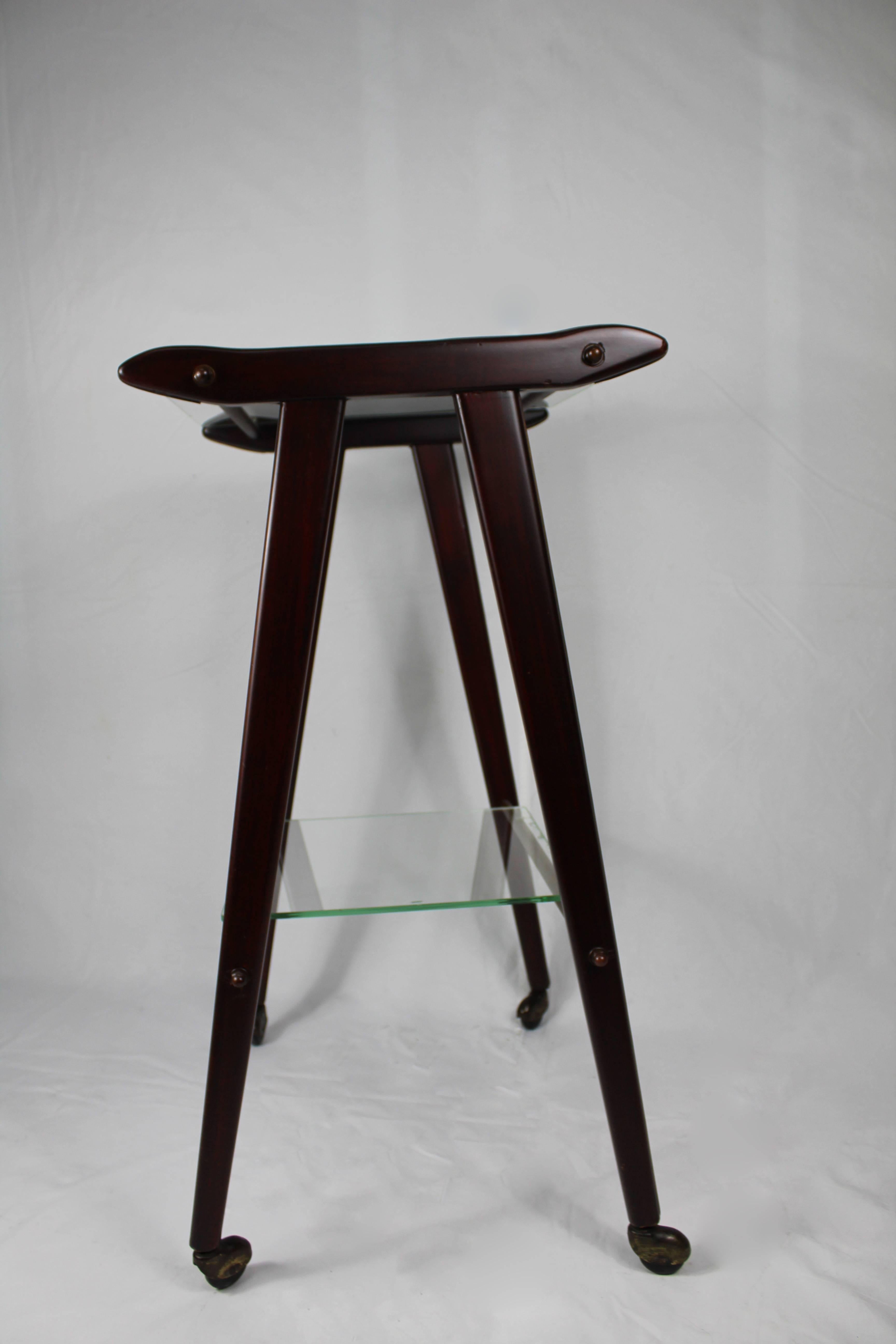Mid-20th Century Italian Television Table Wood and Glass, 1950s For Sale