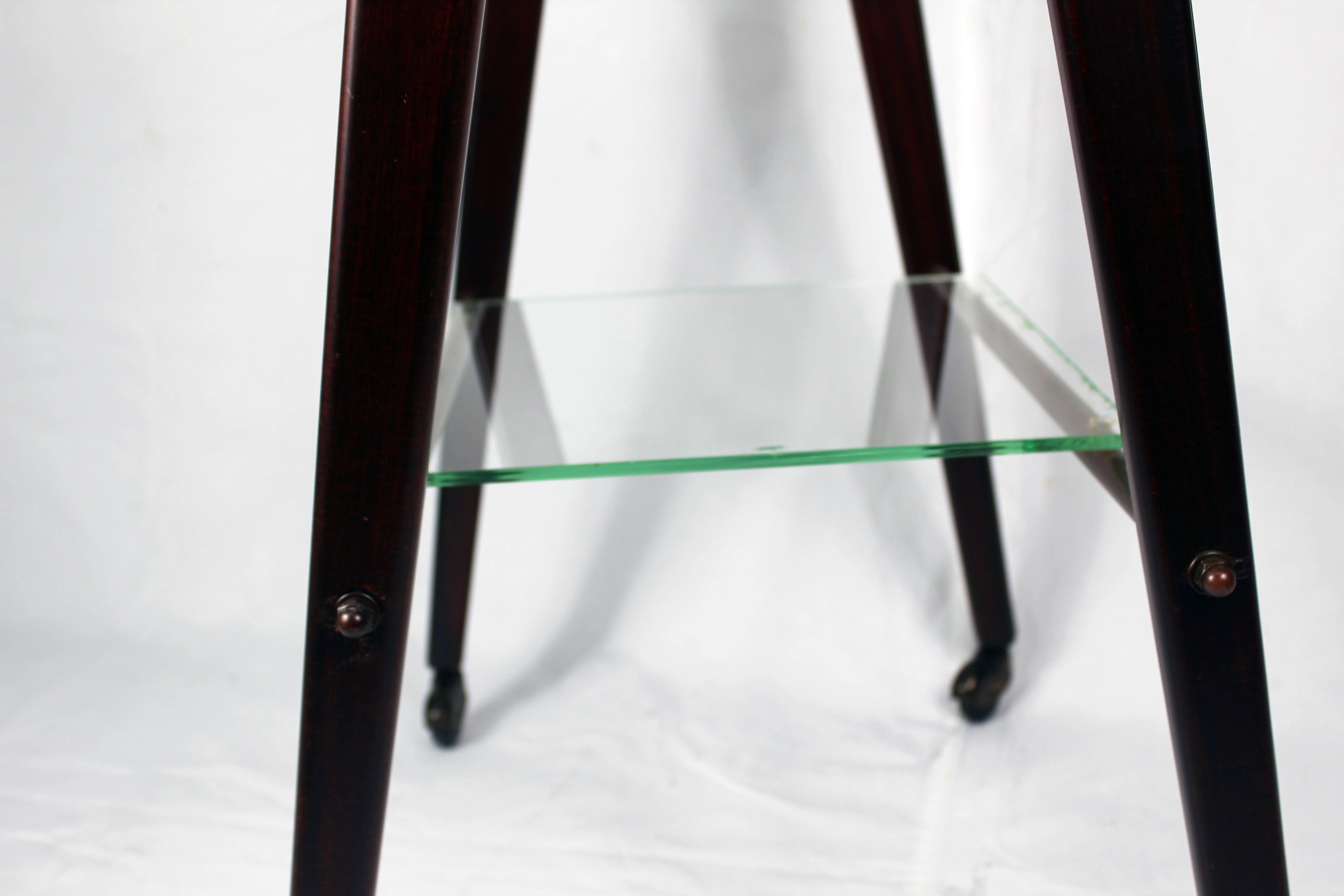 Italian Television Table Wood and Glass, 1950s For Sale 3