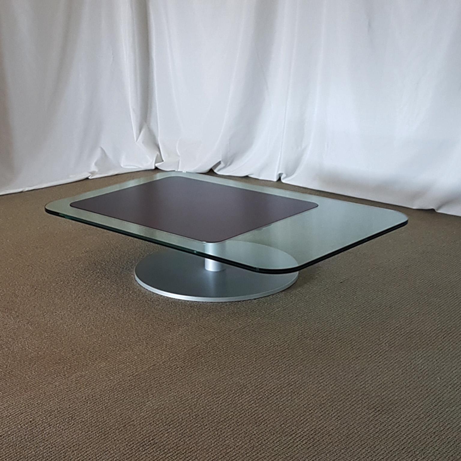 Other Italian Tempered Crystal Centre Table with Wood Insert, 21st Century For Sale