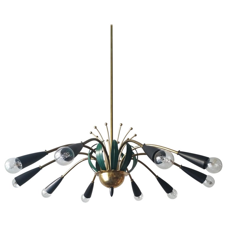 Italian Ten Arm Midcentury Stilnovo Style Sputnik Chandelier