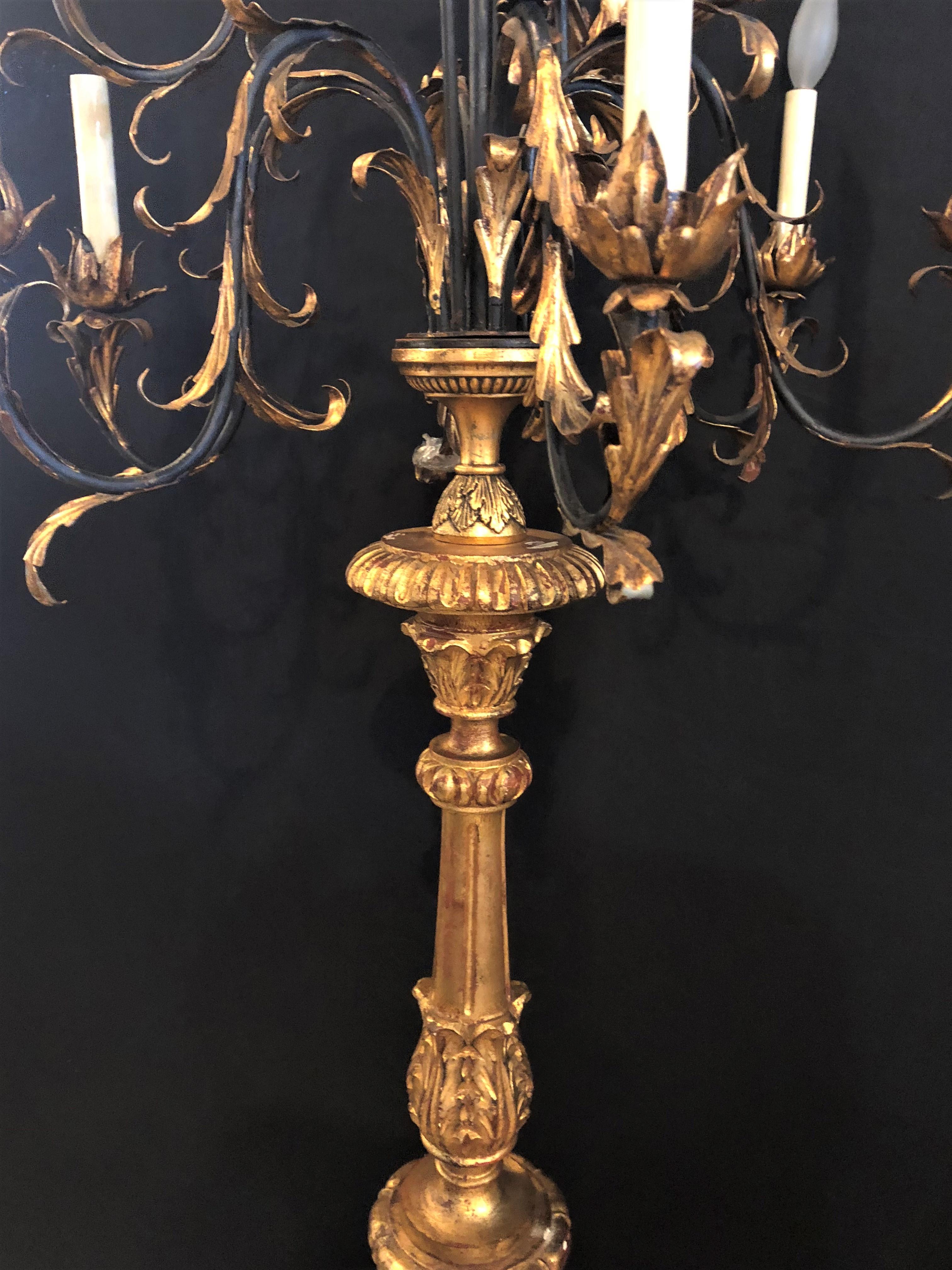 Italian Ten-Light Giltwood and Iron Torchiere at 1stDibs