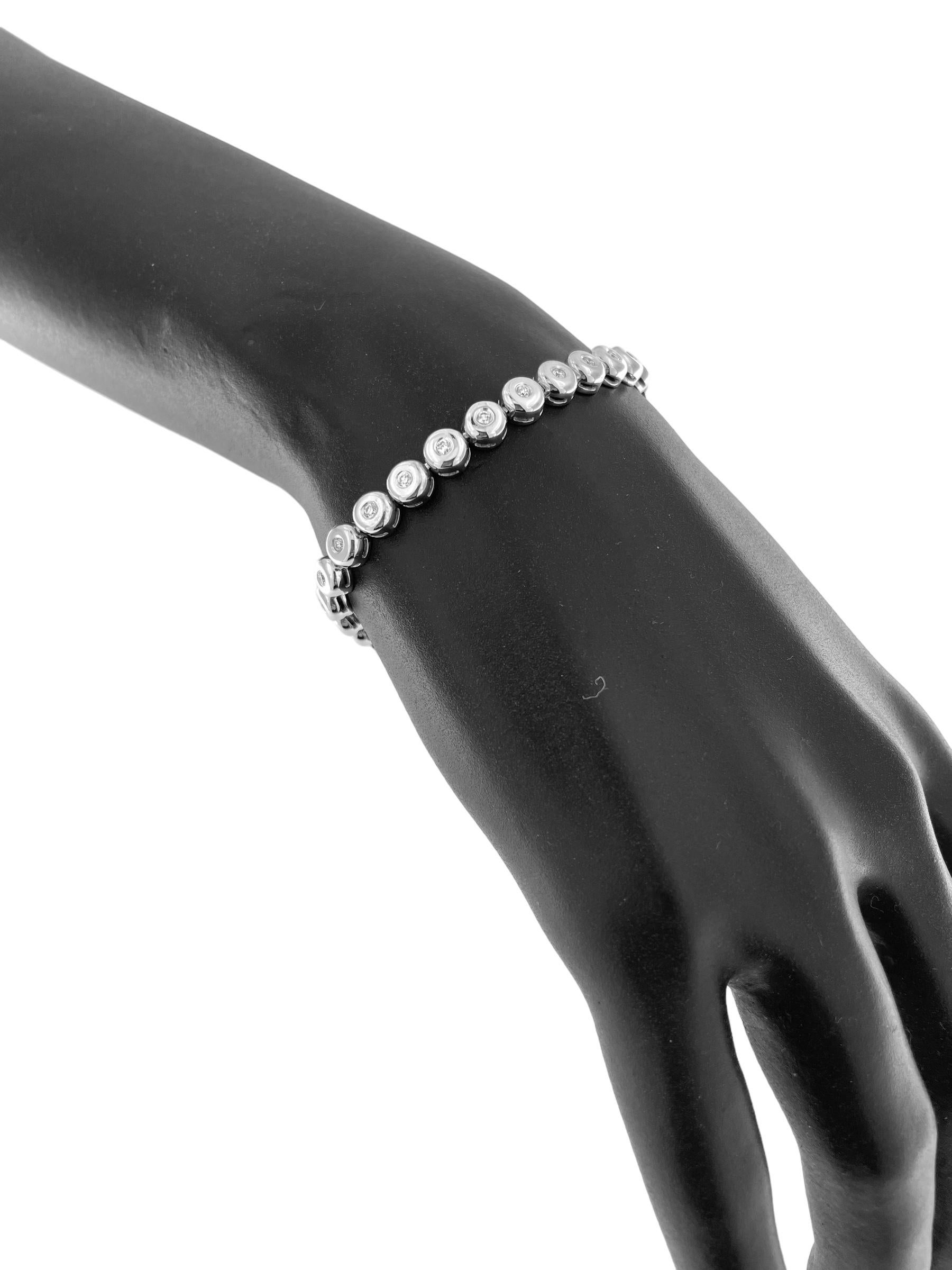 Bracciale Tennis Italiano in oro bianco con diamanti in vendita 1