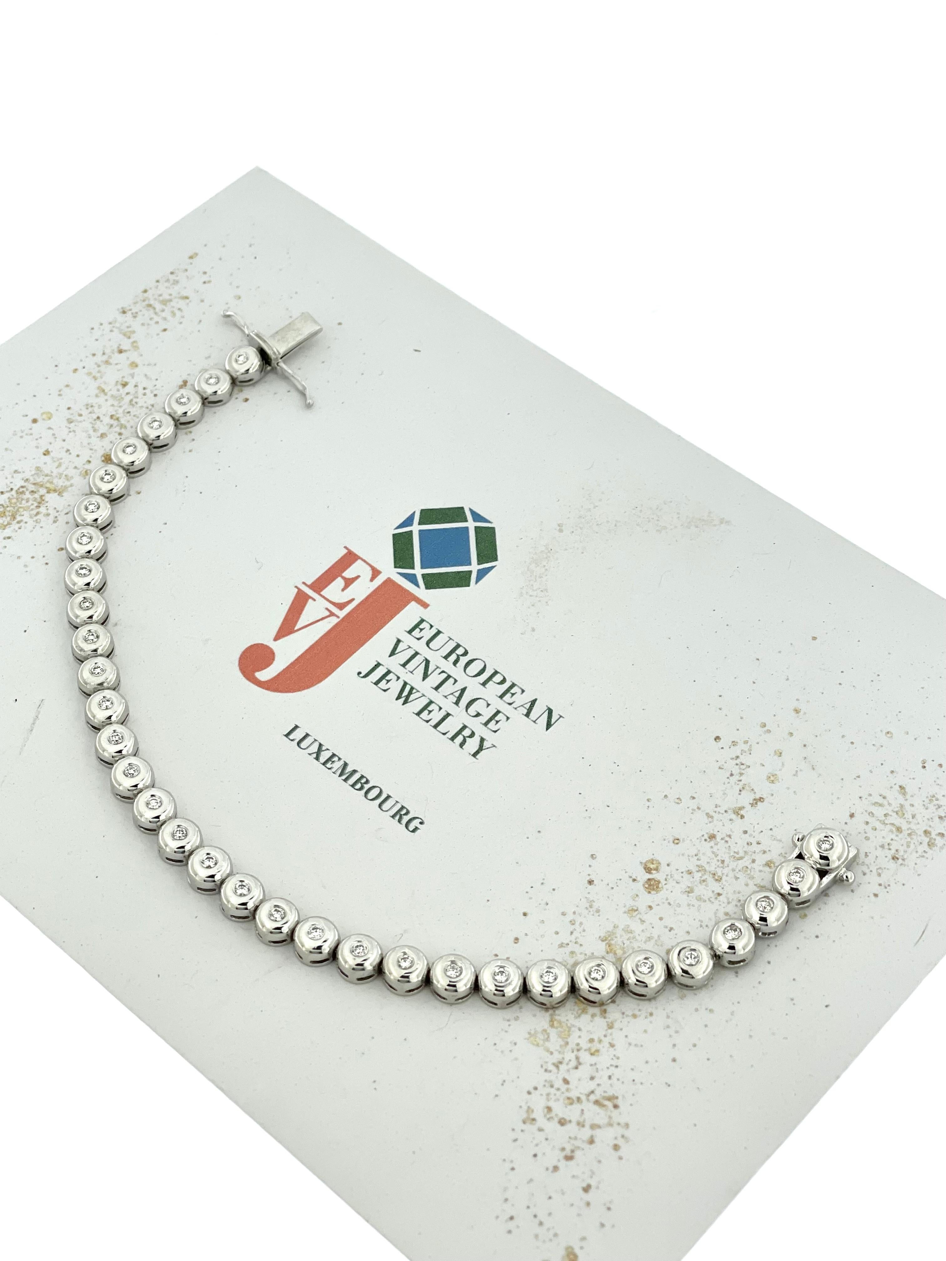 Bracciale Tennis Italiano in oro bianco con diamanti in vendita 2