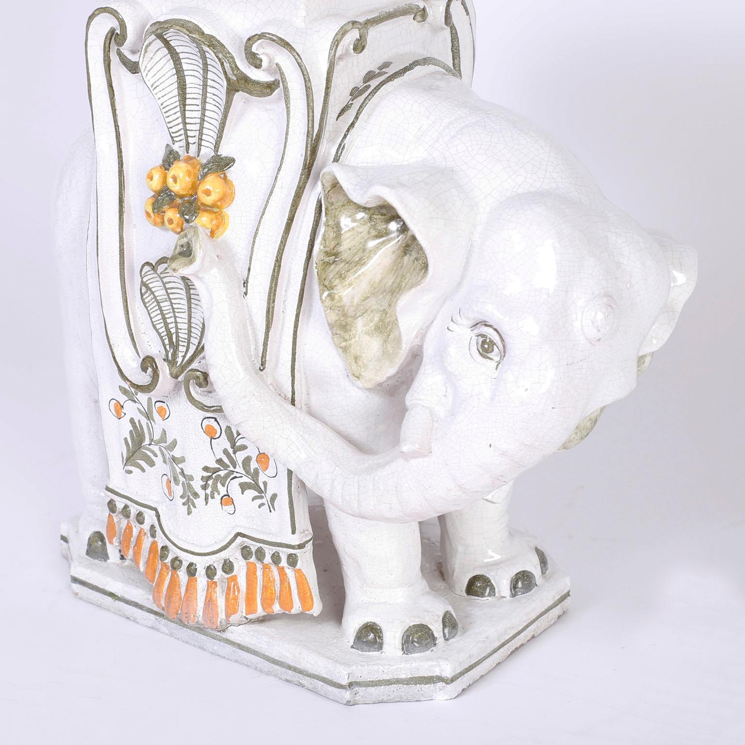 Italian Terra Cotta Elephant Drink Stand or Table 1