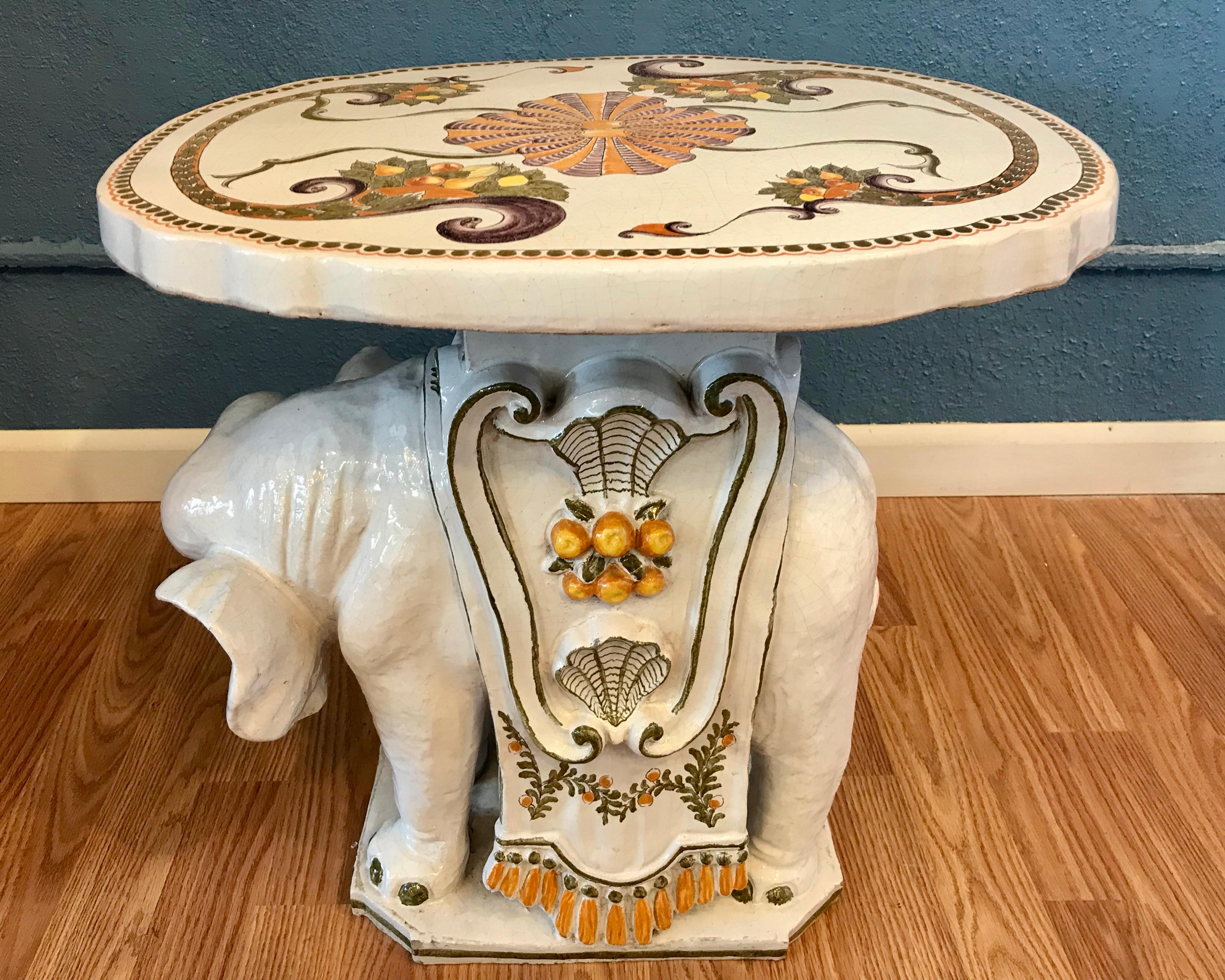 Italian Terracotta Elephant Motif Table 2