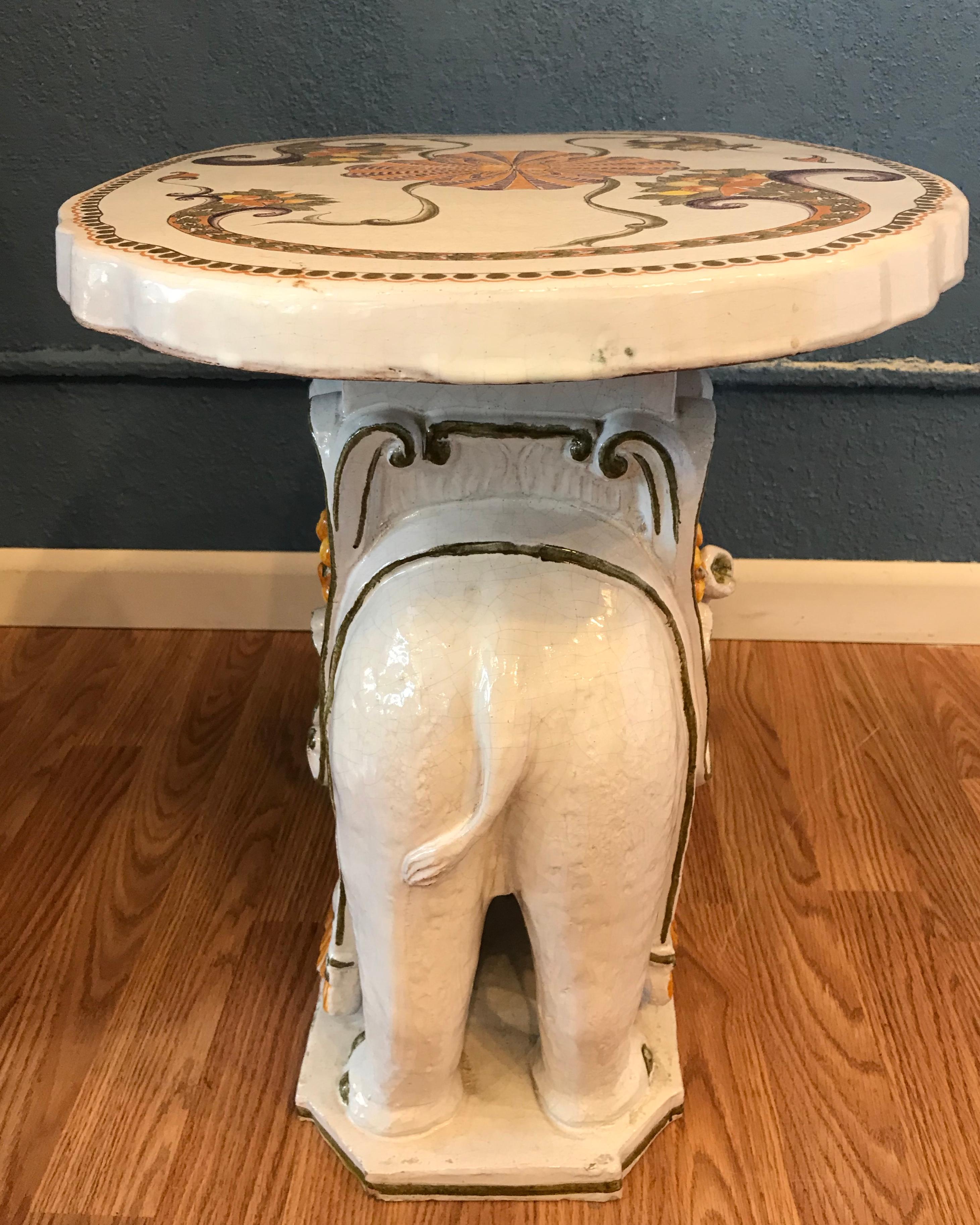 Italian Terracotta Elephant Motif Table 3
