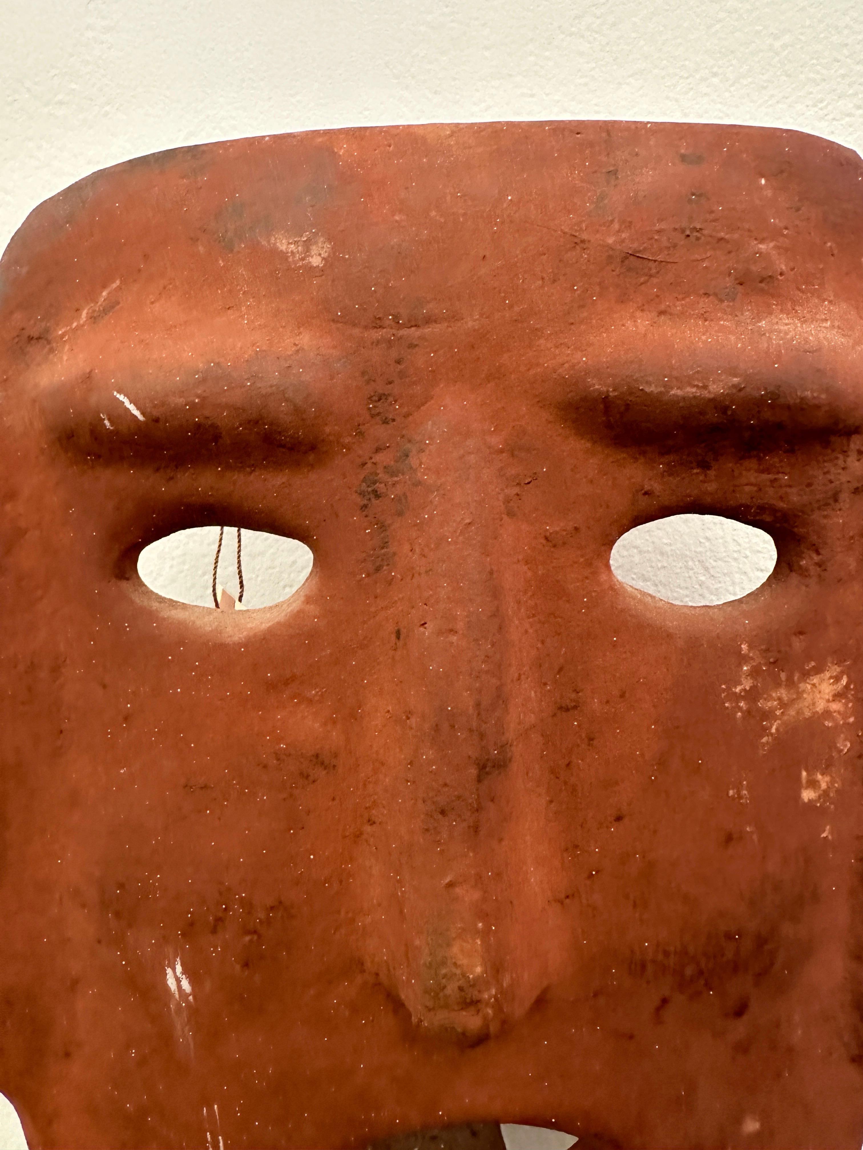 Italian Terra Cotta Mask Tea Light Sconce 1960's In Good Condition For Sale In North Miami, FL