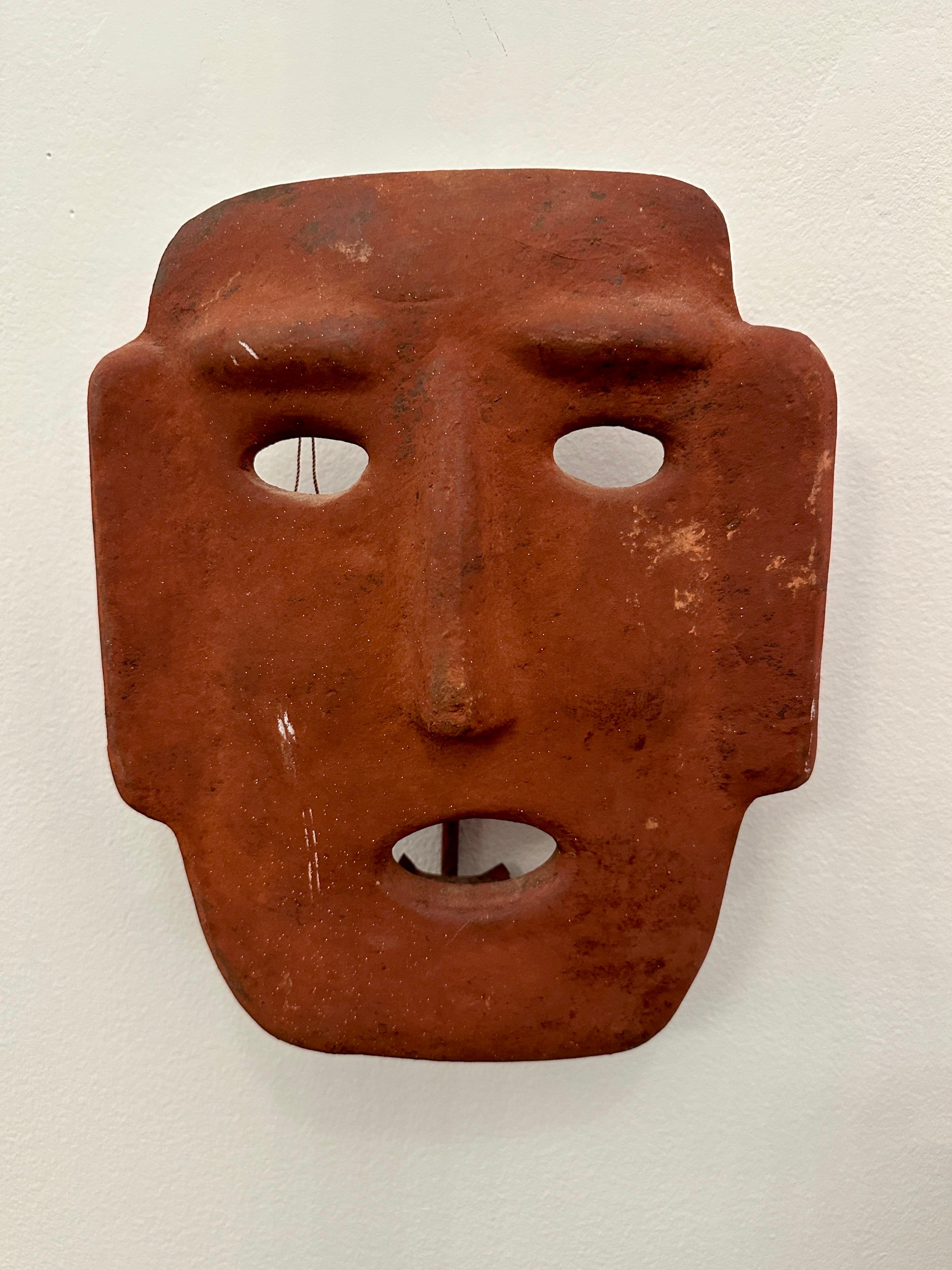 Mid-20th Century Italian Terra Cotta Mask Tea Light Sconce 1960's For Sale