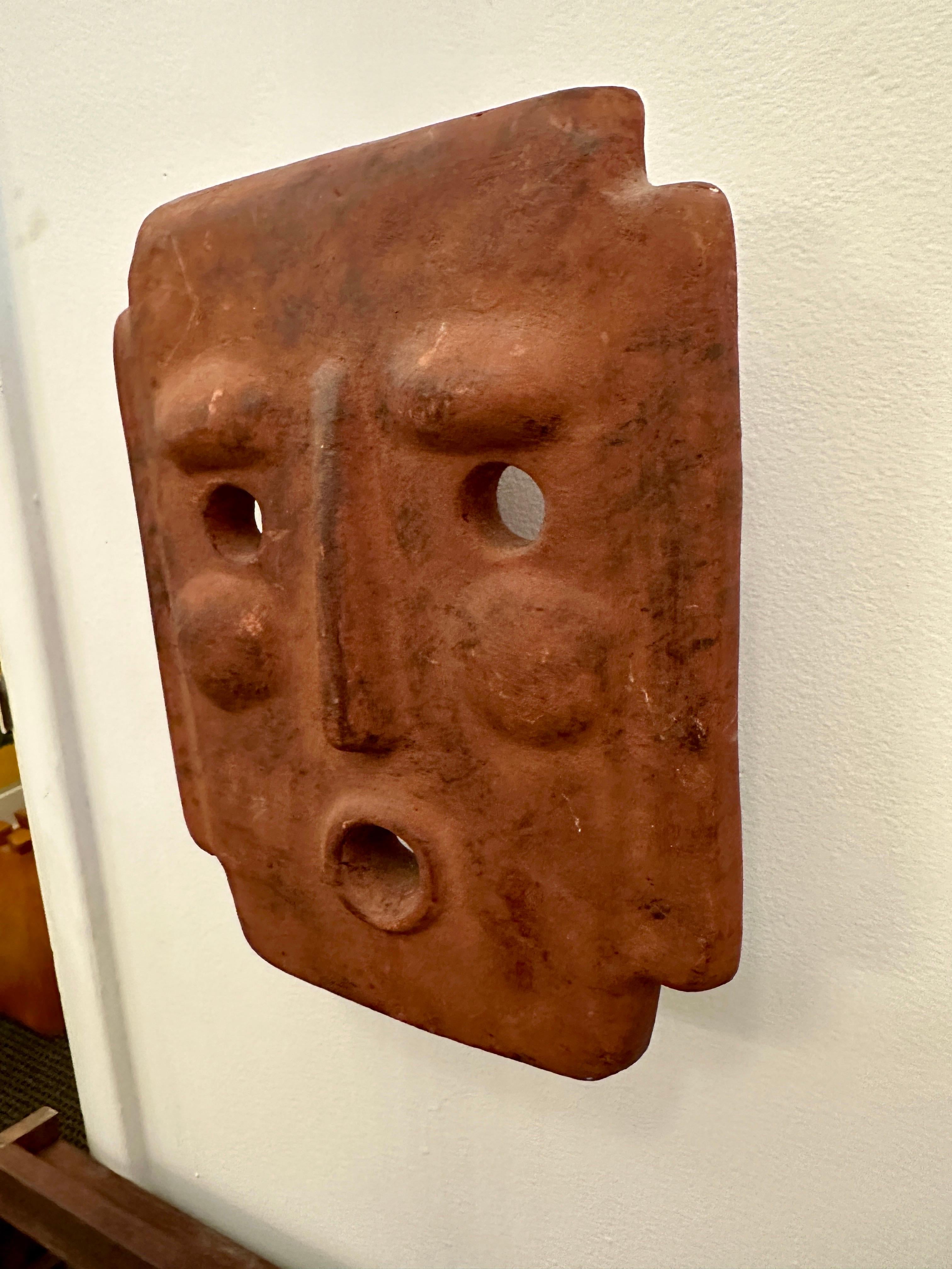Italian Terra Cotta Mask Tea Light Sconce 1960's For Sale 1