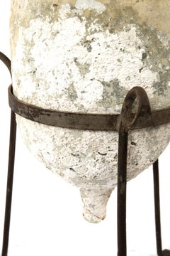 Italian Terracotta Amphora with Wrought Iron Tripod Stand