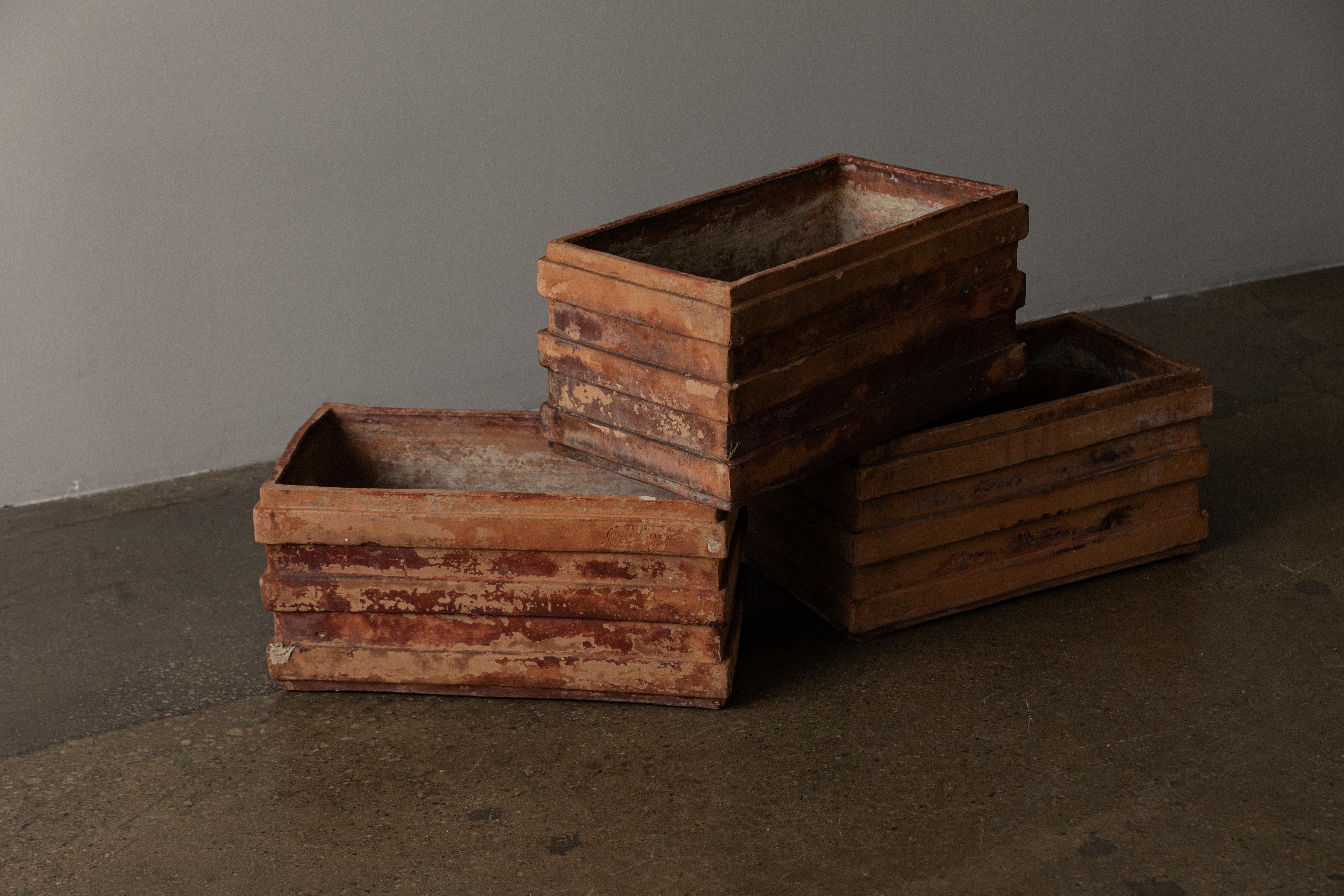 Mid-Century Modern Italian Terracotta Box Planters For Sale