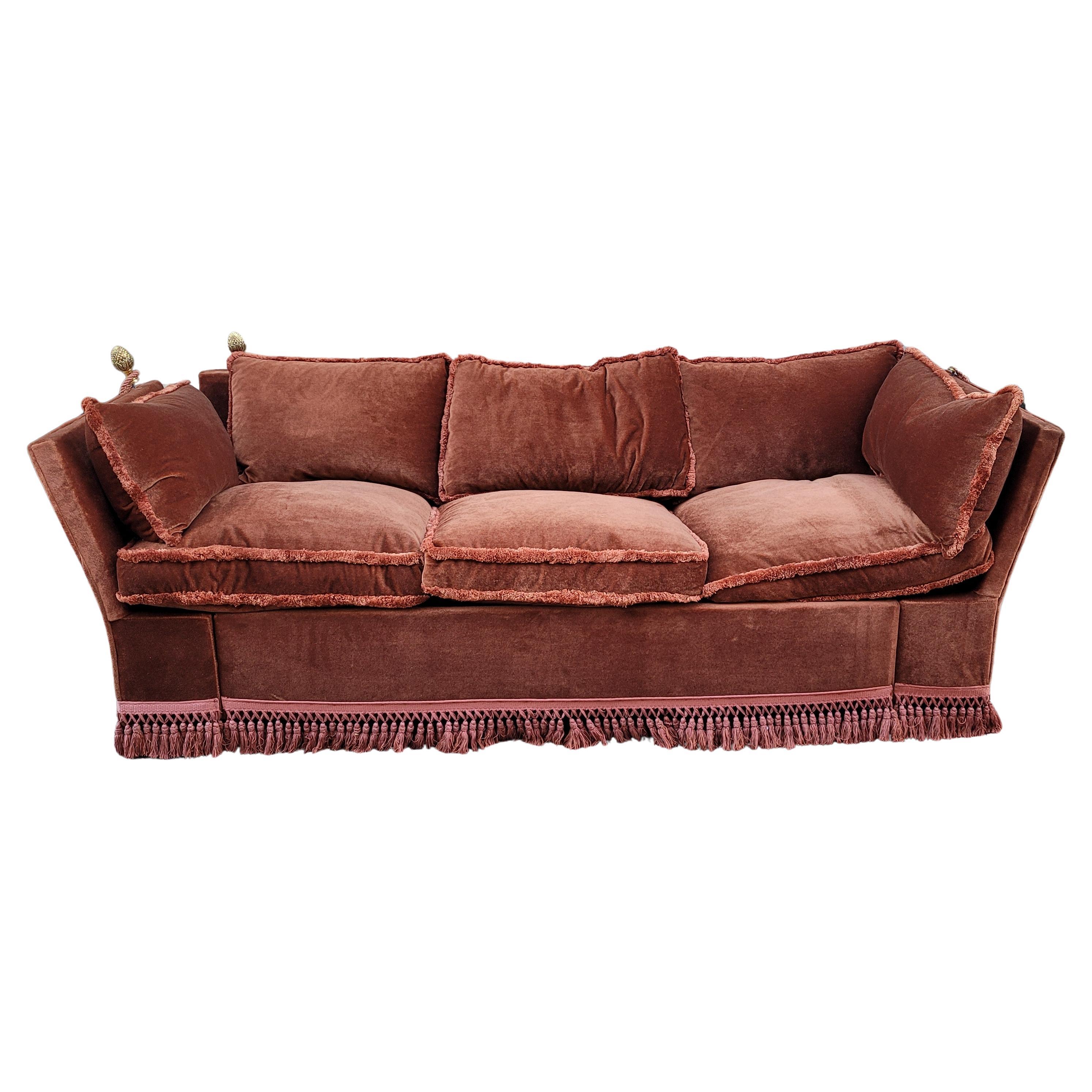 Italian Terracotta  Burgundy color velvet sofa bed, 70's - France