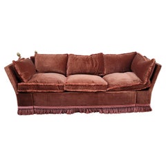 Italian Terracotta  Burgundy color velvet sofa bed, 70's - France