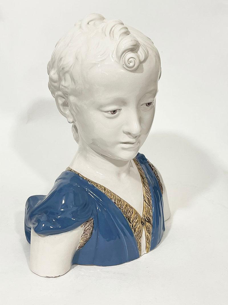 Smaltato Busto in terracotta di Giovanni Battista, 1900 ca. in vendita