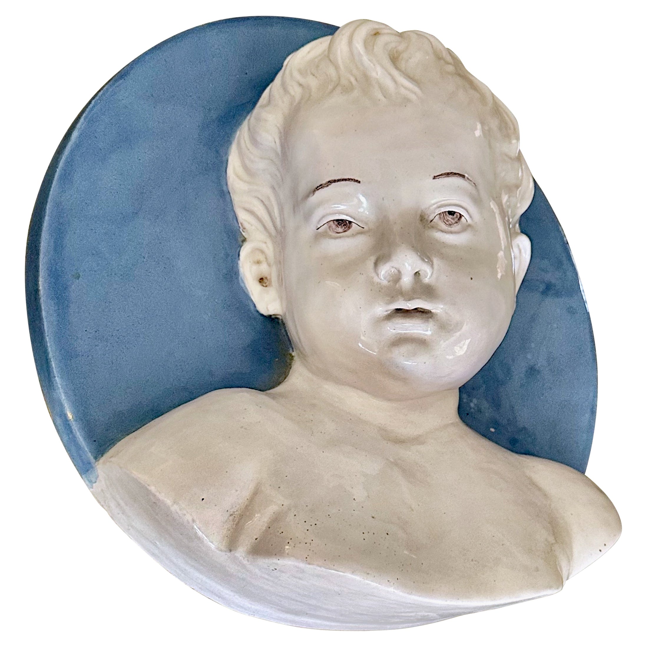 Italian Terracotta Bust Young Boy, Cantagalli Workshop