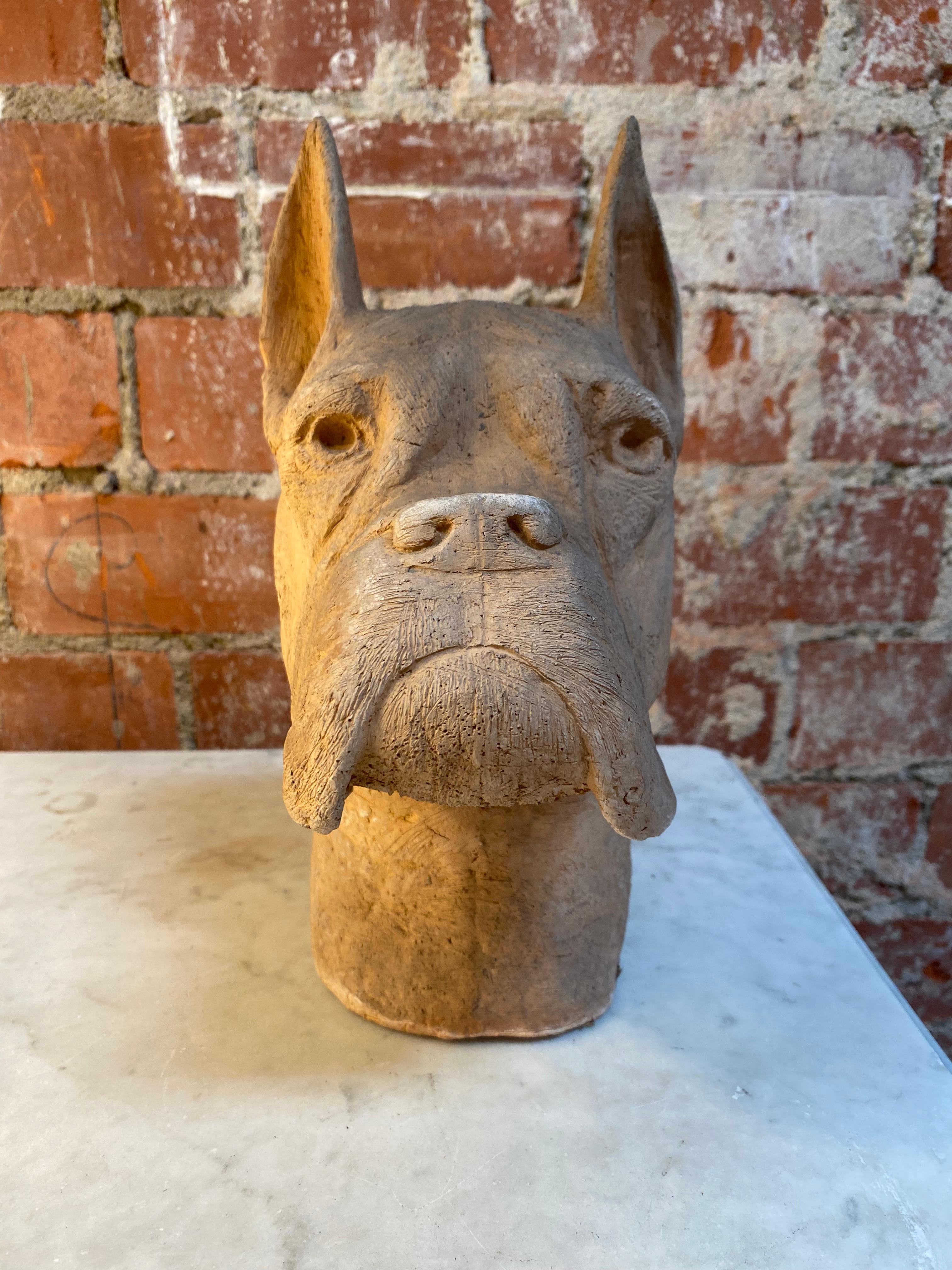 Stunning handmade cane corso terracotta sculpture made in Italy 1980s.