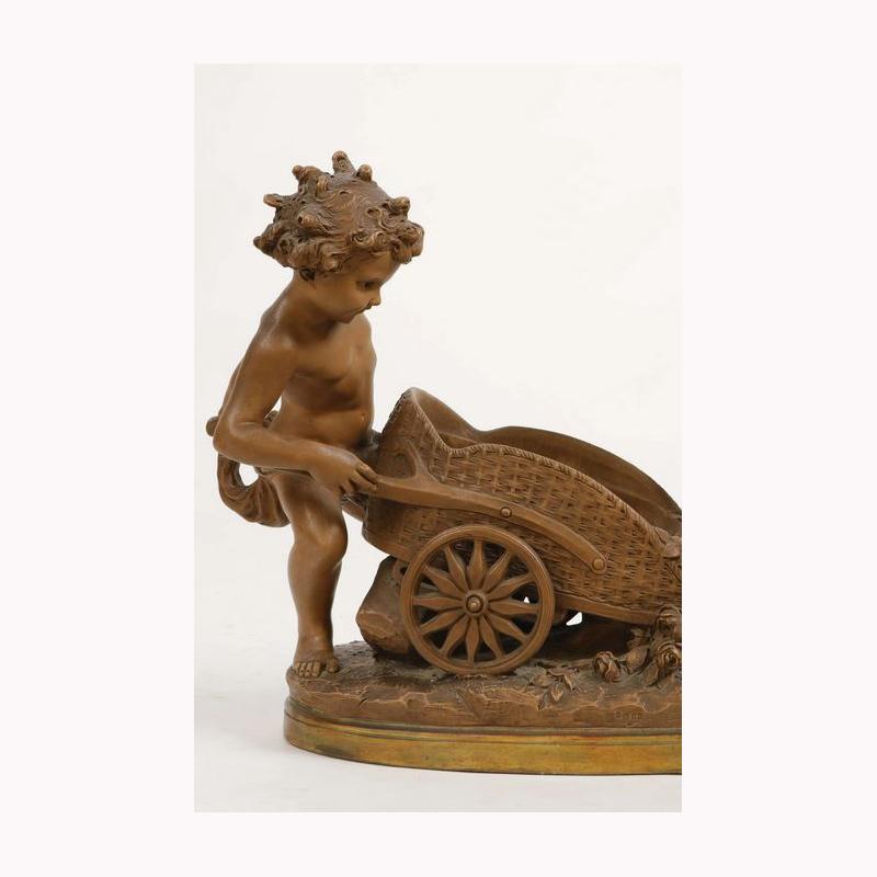 Italian Terracotta Cherub Centerpiece, Signed Luca Madrassi In Good Condition For Sale In Cypress, CA