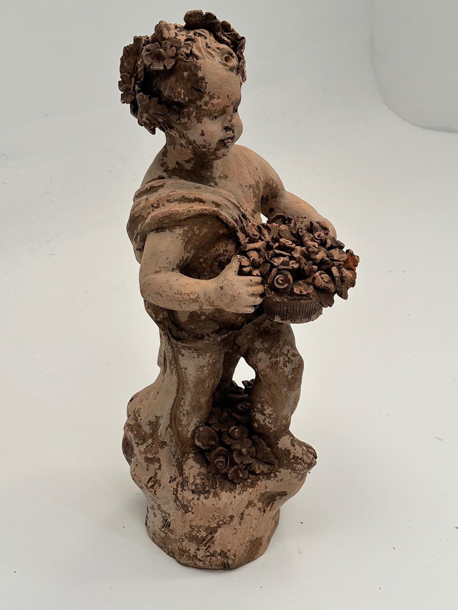 Late 20th Century Italian Terracotta Distressed Statue of a Young Boy