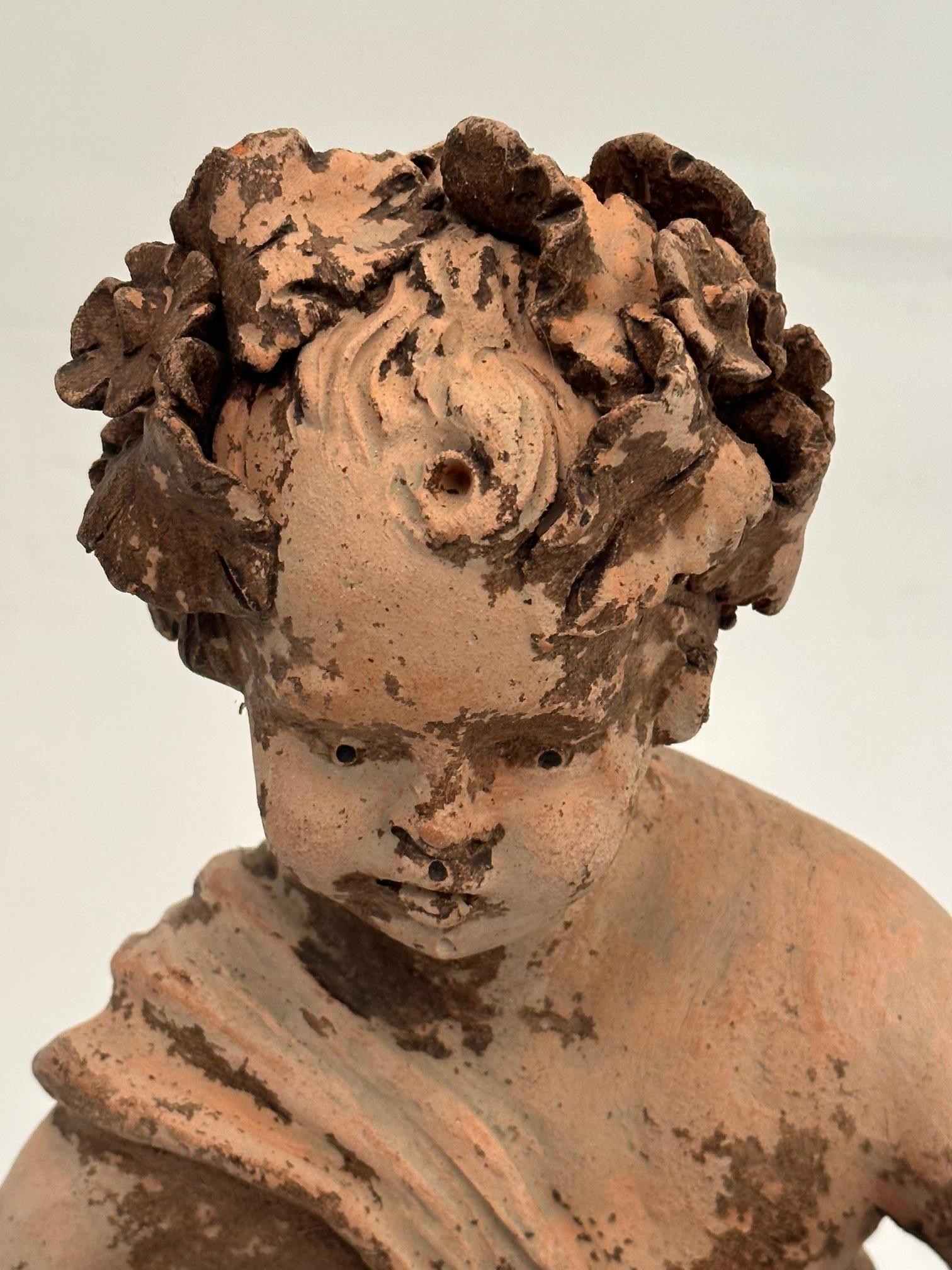 Italian Terracotta Distressed Statue of a Young Boy 4