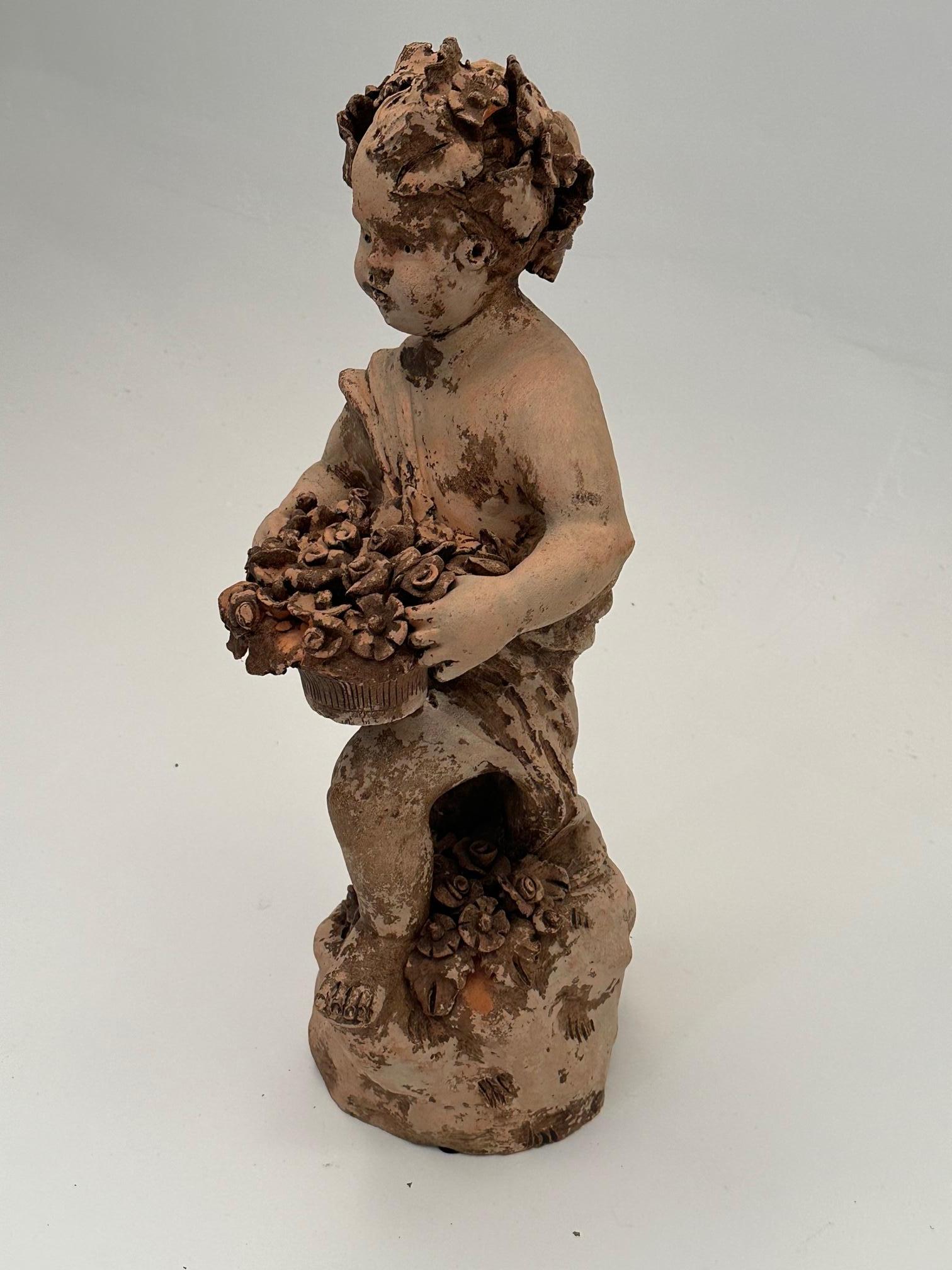 Italian Terracotta Distressed Statue of a Young Boy 5