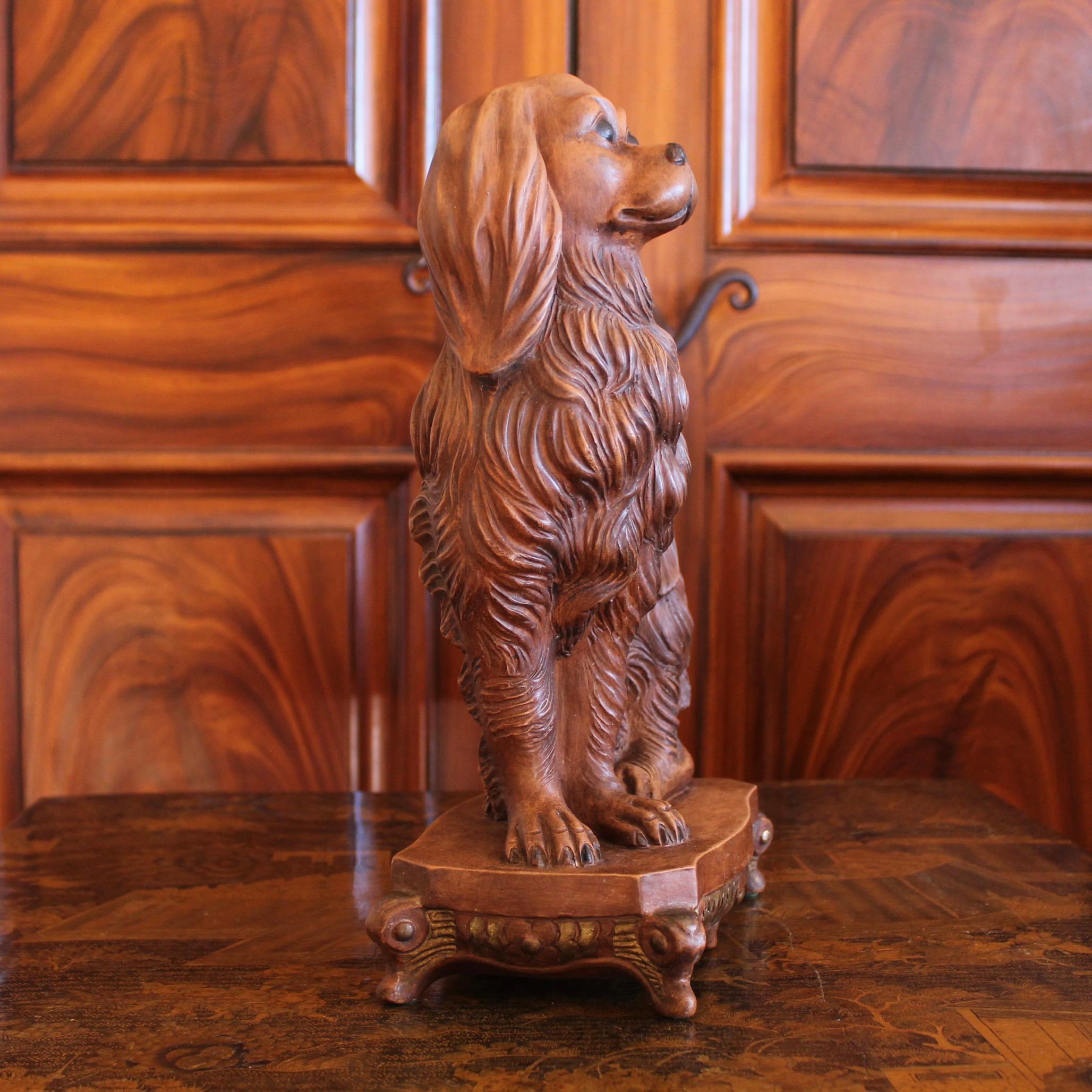 20th Century Italian Terracotta Dog - A King Charles Spaniel For Sale