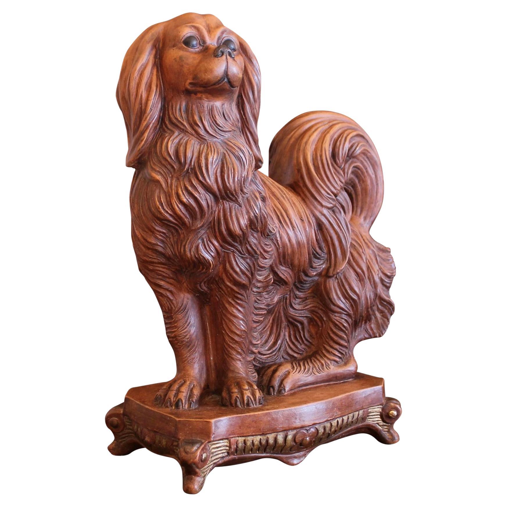 Italienischer Terrakotta-Hunde aus Italien – ein König Charles Spaniel