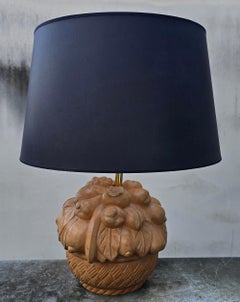 Italian Terracotta Fruit Basket Table Lamp, 1950s