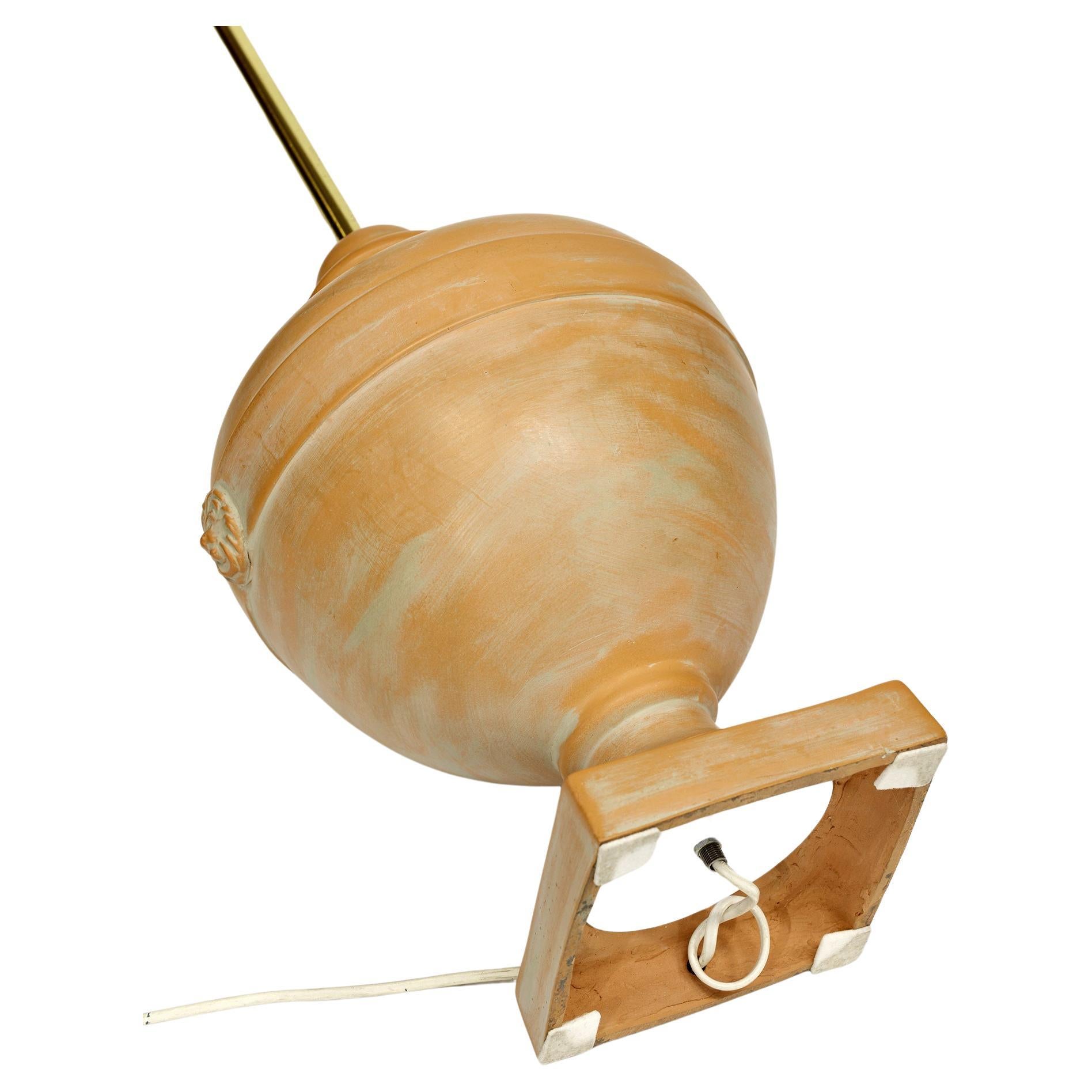 Hand-Carved Italian Terracotta Lamp as a Roman 